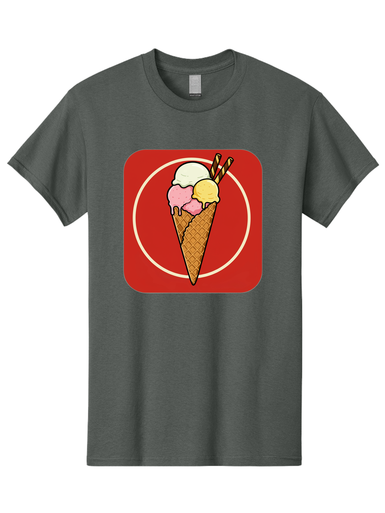 Ice-Cream-Cone-7 Men'S Graphic Tee, 100% Cotton, Comfortable Casual Summer Wear, Machine Washable, Ice Cream Cone, Three Scoops, Waffle Cone, Dessert, Sweet Treats, Colorful Illustration, Ice Cream Lovers, Tasty Delights Baa868 3