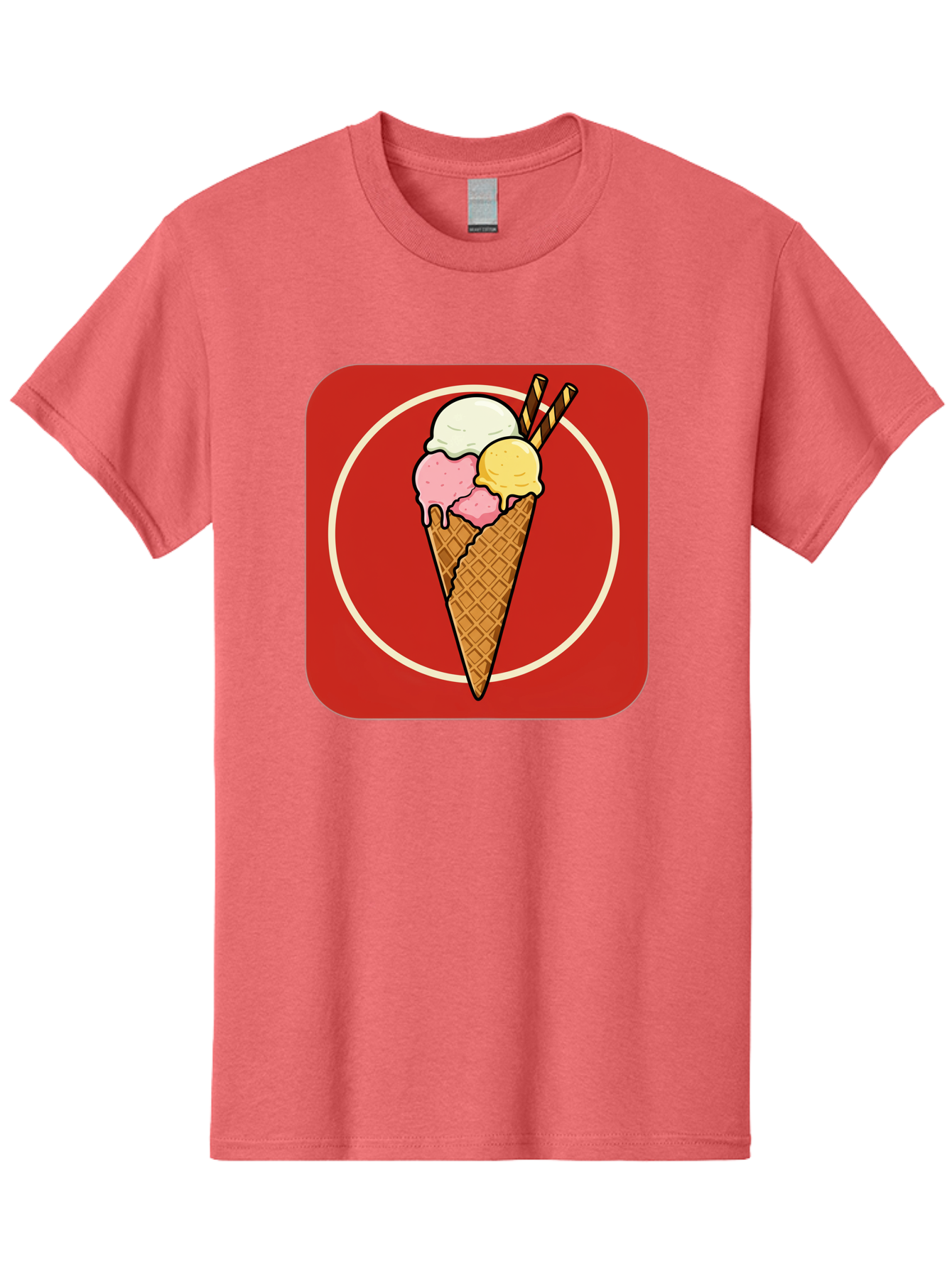 Ice-Cream-Cone-7 Men'S Graphic Tee, 100% Cotton, Comfortable Casual Summer Wear, Machine Washable, Ice Cream Cone, Three Scoops, Waffle Cone, Dessert, Sweet Treats, Colorful Illustration, Ice Cream Lovers, Tasty Delights Baa868 7