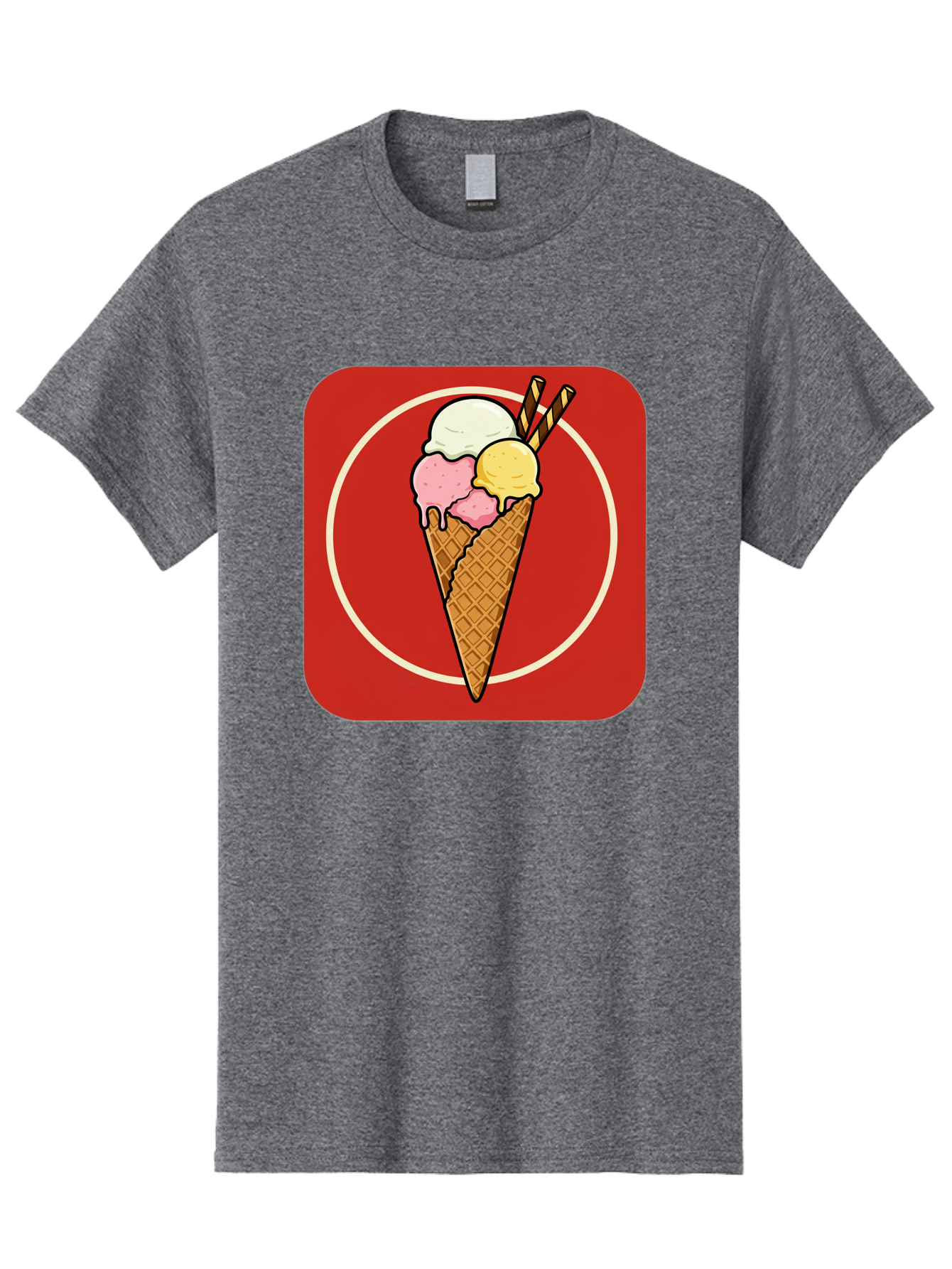 Ice-Cream-Cone-7 Men'S Graphic Tee, 100% Cotton, Comfortable Casual Summer Wear, Machine Washable, Ice Cream Cone, Three Scoops, Waffle Cone, Dessert, Sweet Treats, Colorful Illustration, Ice Cream Lovers, Tasty Delights Baa868 5