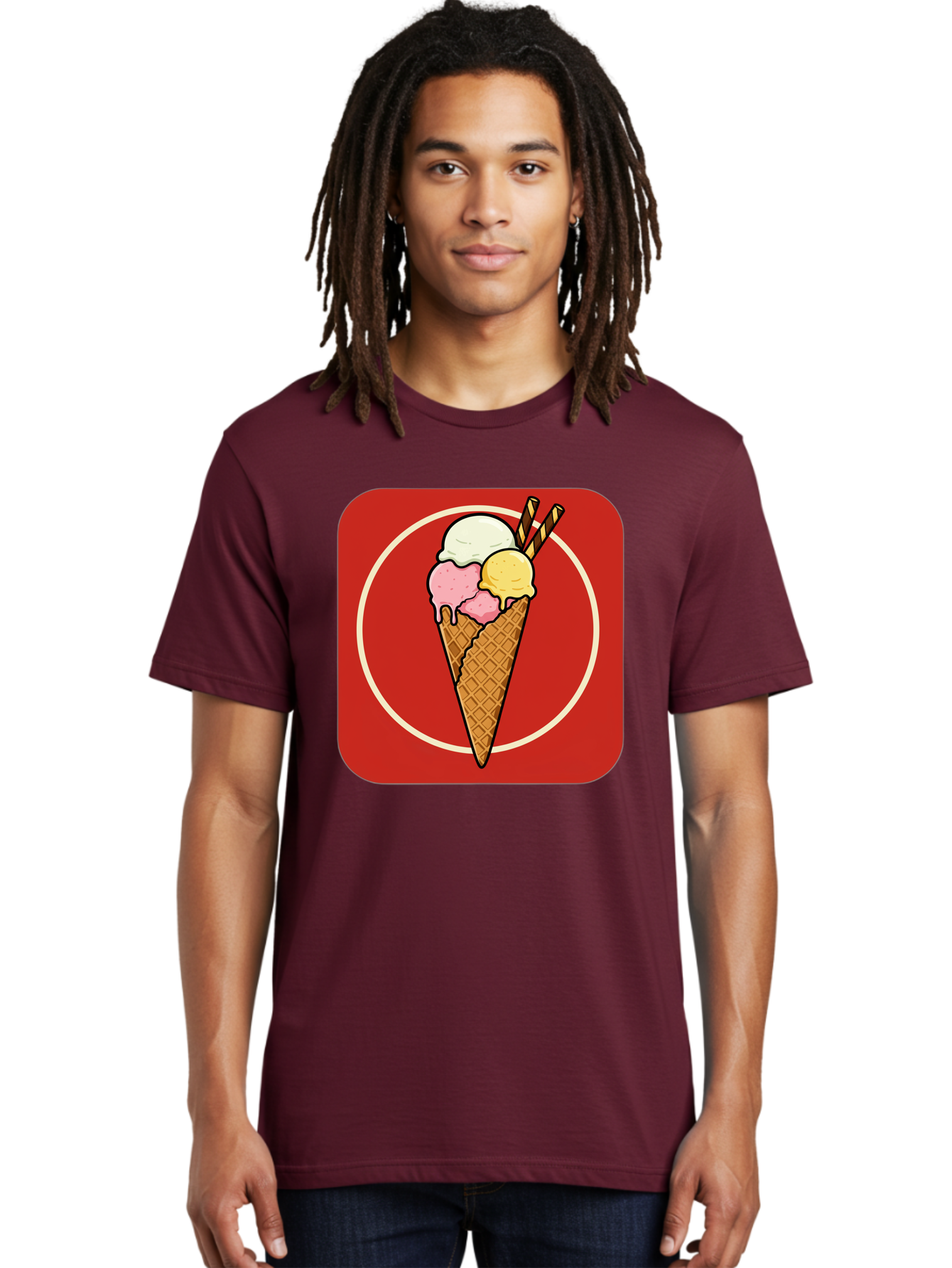 Ice-Cream-Cone-7 Men'S Graphic Tee, 100% Cotton, Comfortable Casual Summer Wear, Machine Washable, Ice Cream Cone, Three Scoops, Waffle Cone, Dessert, Sweet Treats, Colorful Illustration, Ice Cream Lovers, Tasty Delights Baa868 12