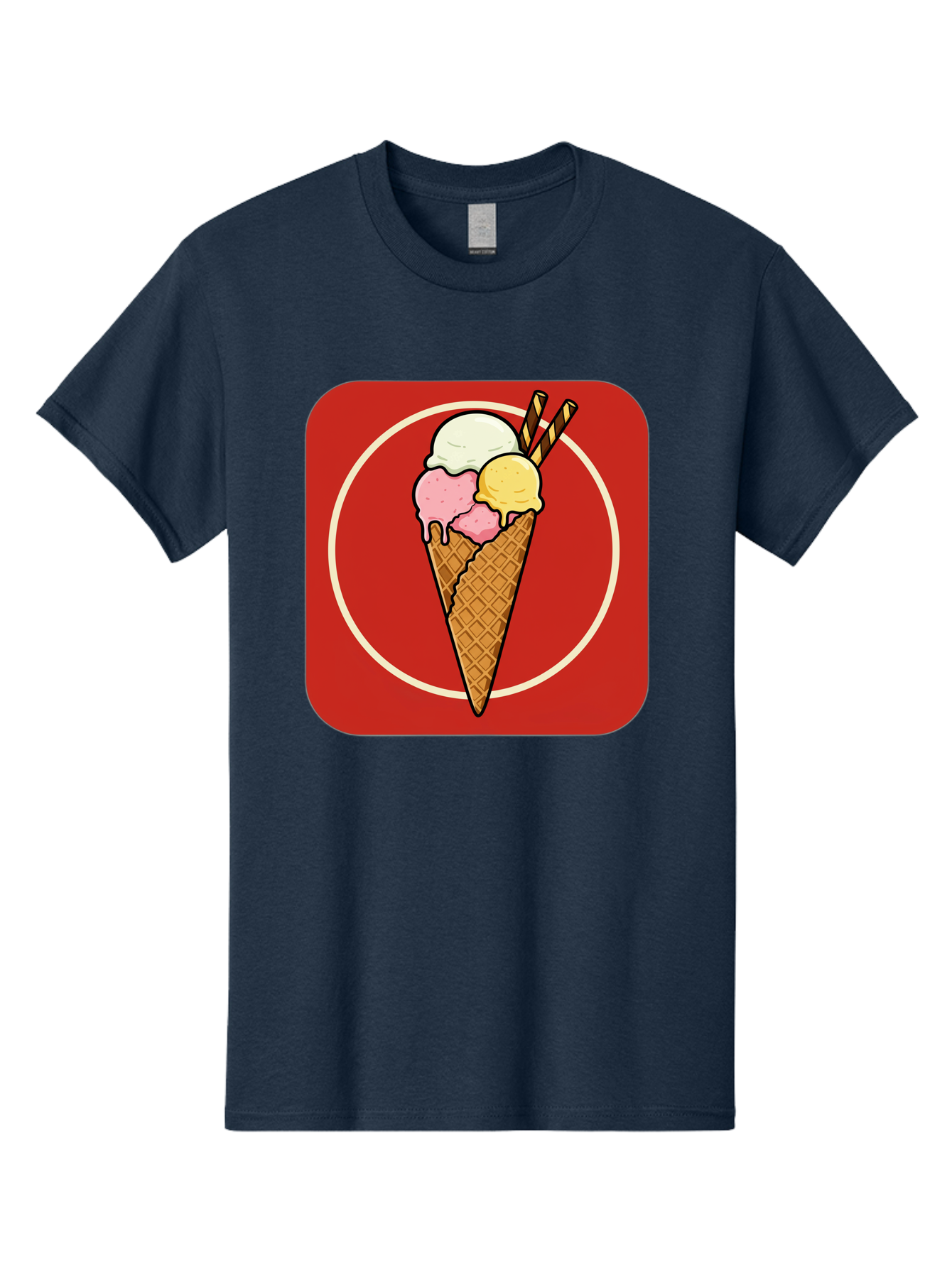 Ice-Cream-Cone-7 Men'S Graphic Tee, 100% Cotton, Comfortable Casual Summer Wear, Machine Washable, Ice Cream Cone, Three Scoops, Waffle Cone, Dessert, Sweet Treats, Colorful Illustration, Ice Cream Lovers, Tasty Delights Baa868 25