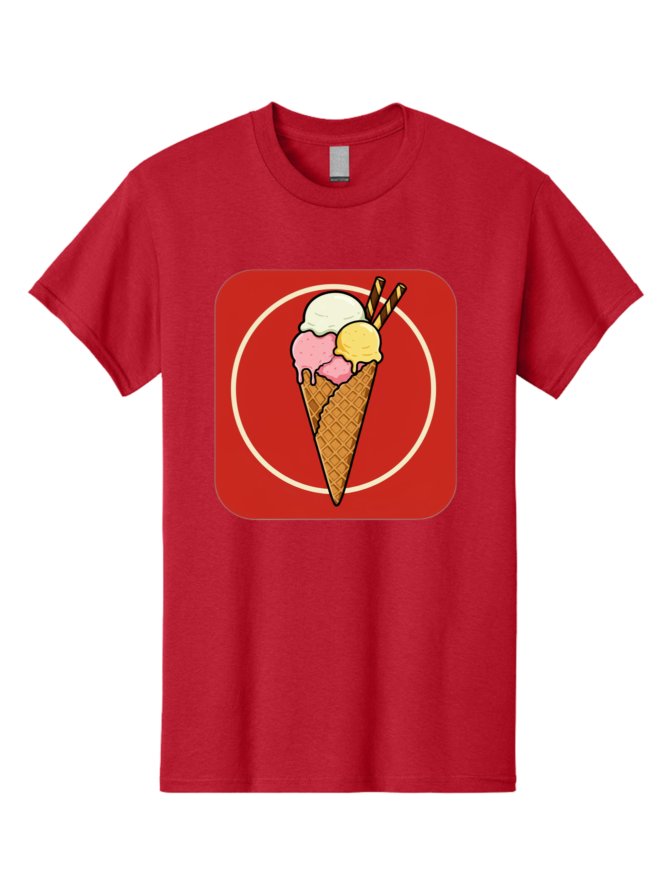 Ice-Cream-Cone-7 Men'S Graphic Tee, 100% Cotton, Comfortable Casual Summer Wear, Machine Washable, Ice Cream Cone, Three Scoops, Waffle Cone, Dessert, Sweet Treats, Colorful Illustration, Ice Cream Lovers, Tasty Delights Baa868 17