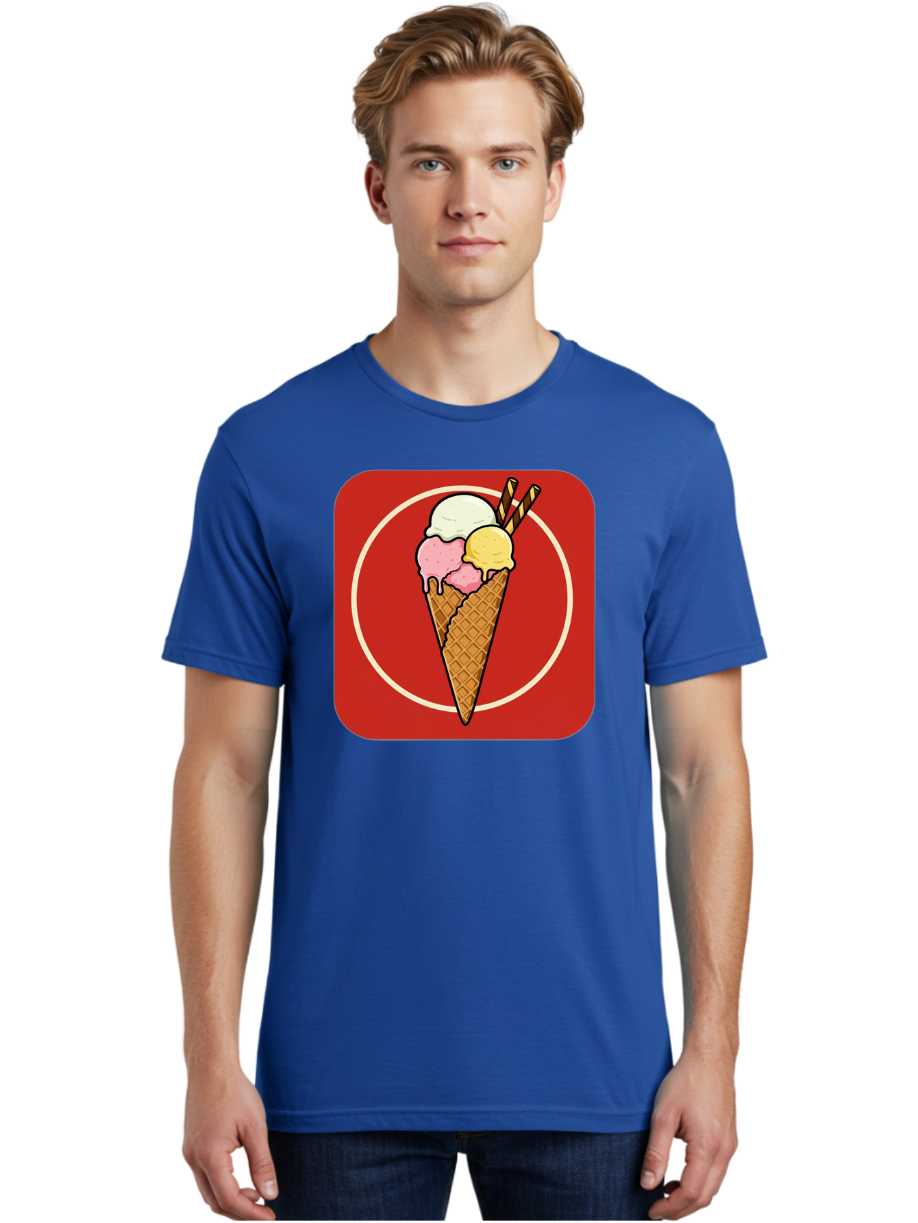 Ice-Cream-Cone-7 Men'S Graphic Tee, 100% Cotton, Comfortable Casual Summer Wear, Machine Washable, Ice Cream Cone, Three Scoops, Waffle Cone, Dessert, Sweet Treats, Colorful Illustration, Ice Cream Lovers, Tasty Delights Baa868 22