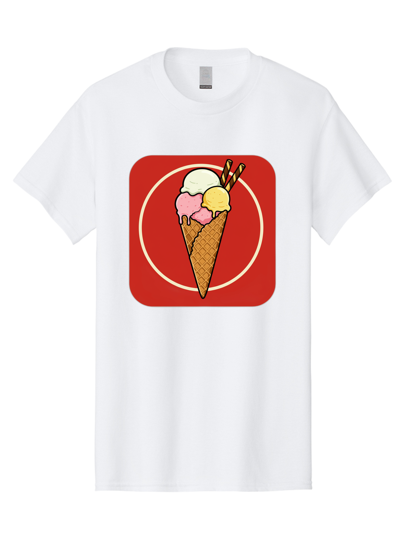 Ice-Cream-Cone-7 Men'S Graphic Tee, 100% Cotton, Comfortable Casual Summer Wear, Machine Washable, Ice Cream Cone, Three Scoops, Waffle Cone, Dessert, Sweet Treats, Colorful Illustration, Ice Cream Lovers, Tasty Delights Baa868 19