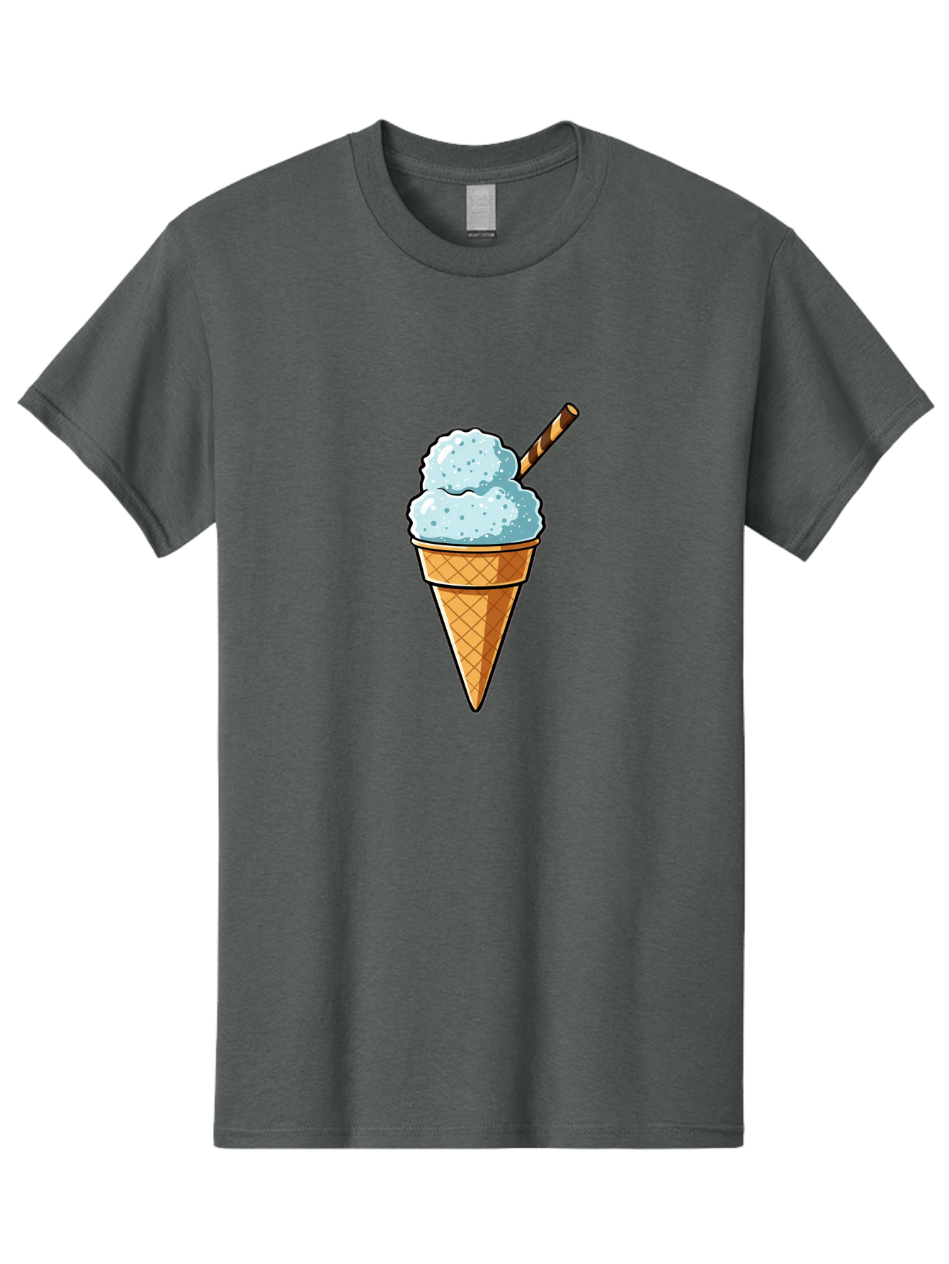 Ice-Cream-Cone-8 Men'S Graphic Tee, 100% Cotton, Comfortable Casual Summer Wear, Machine Washable, Blue Ice Cream, Waffle Cone, Striped Straw, Cartoon Style, Sweet Treat, Frozen Dessert, Summer Snack, Ice Cream Lover Baa869 29