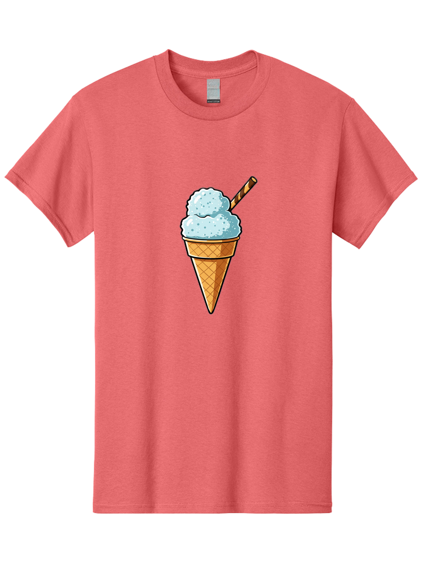 Ice-Cream-Cone-8 Men'S Graphic Tee, 100% Cotton, Comfortable Casual Summer Wear, Machine Washable, Blue Ice Cream, Waffle Cone, Striped Straw, Cartoon Style, Sweet Treat, Frozen Dessert, Summer Snack, Ice Cream Lover Baa869 11