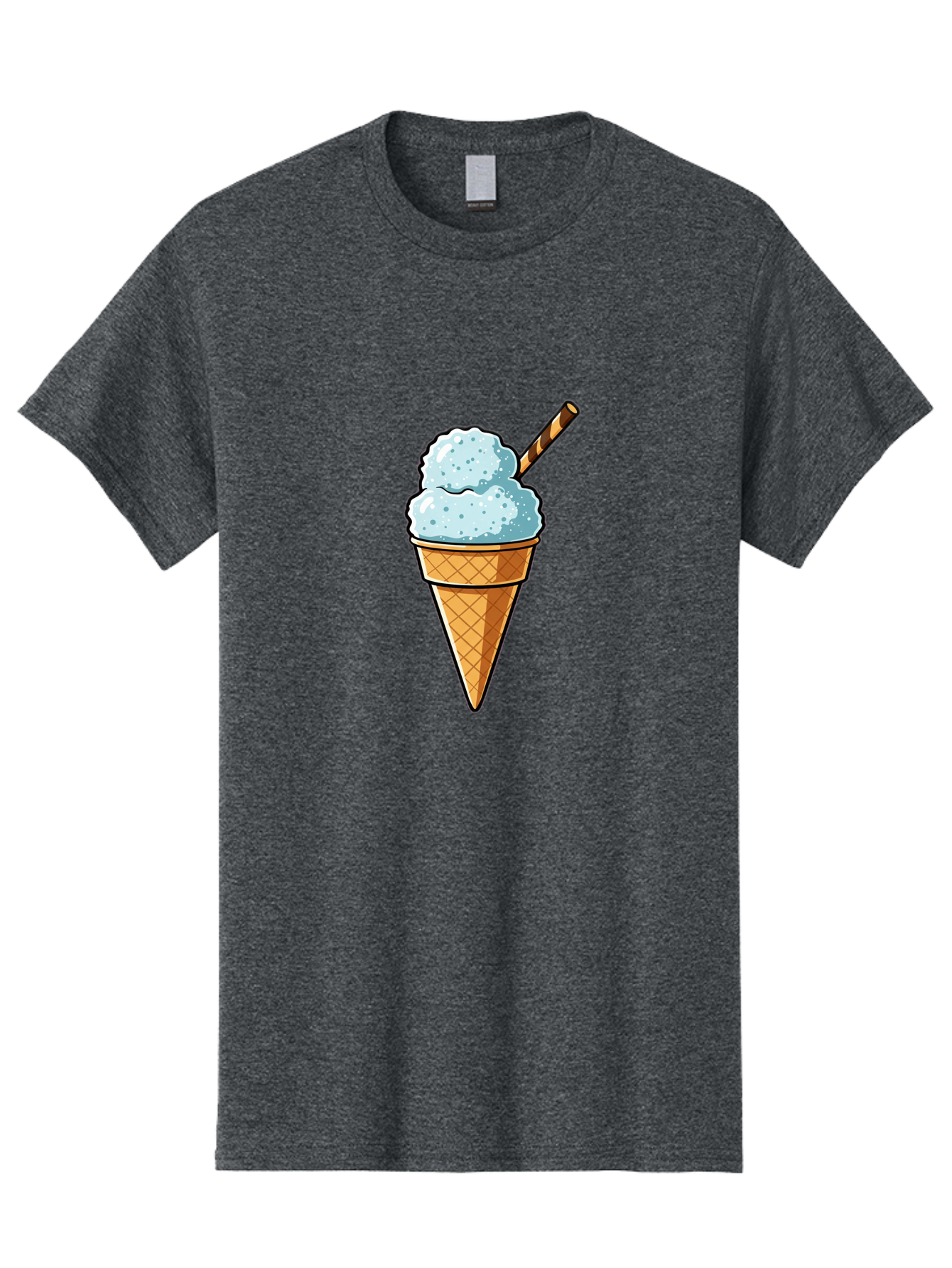 Ice-Cream-Cone-8 Men'S Graphic Tee, 100% Cotton, Comfortable Casual Summer Wear, Machine Washable, Blue Ice Cream, Waffle Cone, Striped Straw, Cartoon Style, Sweet Treat, Frozen Dessert, Summer Snack, Ice Cream Lover Baa869 3