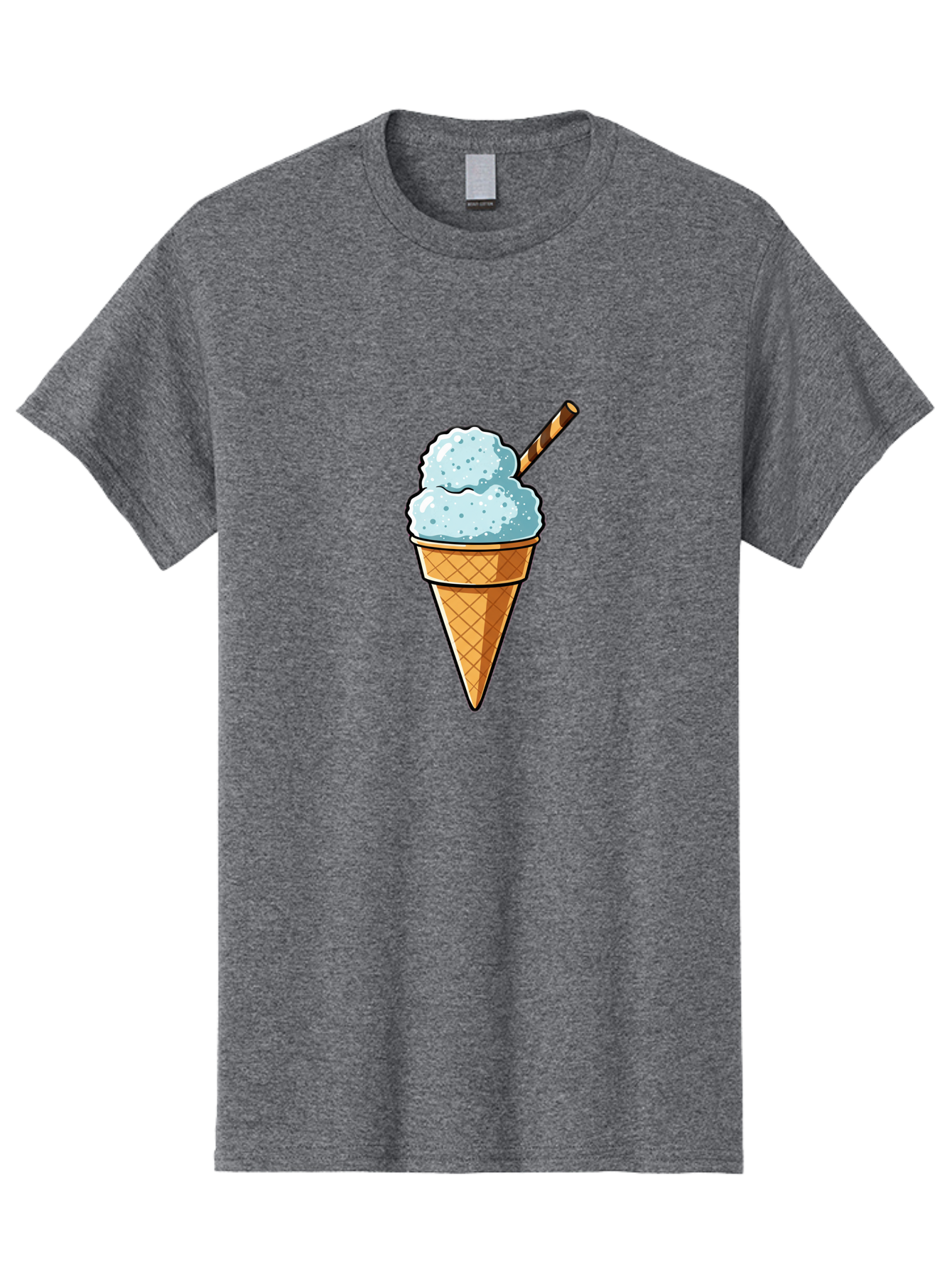 Ice-Cream-Cone-8 Men'S Graphic Tee, 100% Cotton, Comfortable Casual Summer Wear, Machine Washable, Blue Ice Cream, Waffle Cone, Striped Straw, Cartoon Style, Sweet Treat, Frozen Dessert, Summer Snack, Ice Cream Lover Baa869 19