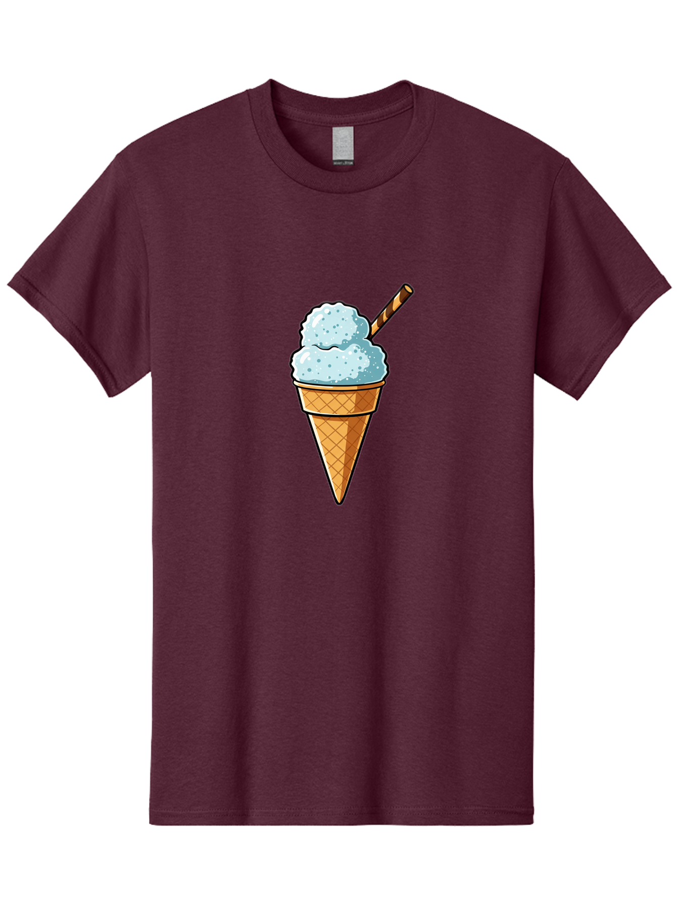 Ice-Cream-Cone-8 Men'S Graphic Tee, 100% Cotton, Comfortable Casual Summer Wear, Machine Washable, Blue Ice Cream, Waffle Cone, Striped Straw, Cartoon Style, Sweet Treat, Frozen Dessert, Summer Snack, Ice Cream Lover Baa869 15