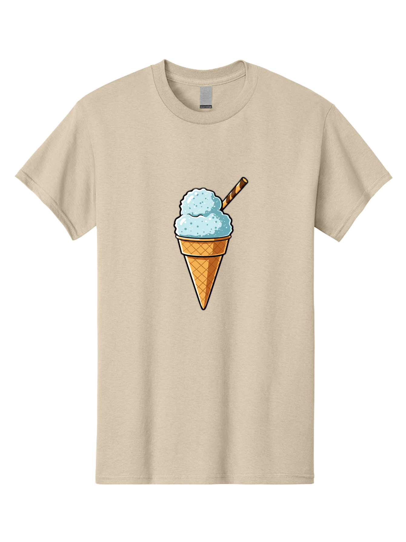 Ice-Cream-Cone-8 Men'S Graphic Tee, 100% Cotton, Comfortable Casual Summer Wear, Machine Washable, Blue Ice Cream, Waffle Cone, Striped Straw, Cartoon Style, Sweet Treat, Frozen Dessert, Summer Snack, Ice Cream Lover Baa869 25