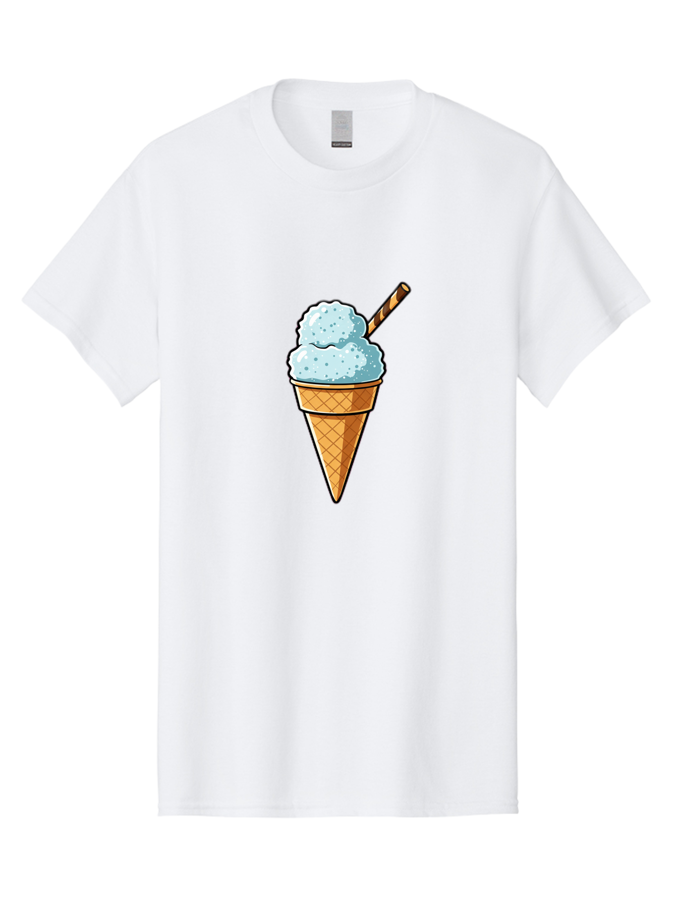 Ice-Cream-Cone-8 Men'S Graphic Tee, 100% Cotton, Comfortable Casual Summer Wear, Machine Washable, Blue Ice Cream, Waffle Cone, Striped Straw, Cartoon Style, Sweet Treat, Frozen Dessert, Summer Snack, Ice Cream Lover Baa869 21