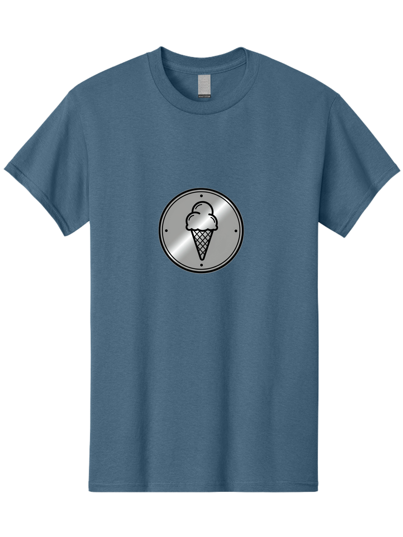 Ice-Cream-Cone-Icon Men'S Graphic Tee, 100% Cotton, Comfortable Casual Summer Wear, Machine Washable, Ice Cream Cone, Sweet Treat, Dessert Icon, Frozen Yogurt, Creamy Texture, Black Outline, Silver Badge, Modern Design, Simple Illustration Baa873 3