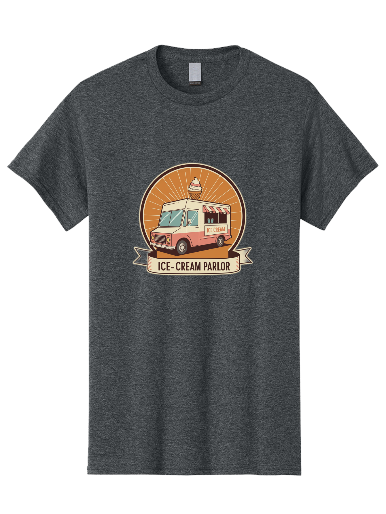 Ice-Cream-Parlor Men'S Graphic Tee, 100% Cotton, Comfortable Casual Summer Wear, Machine Washable, Ice Cream Truck, Ice Cream Parlor, Vintage Truck, Sweet Treats, Retro Style, Ice Cream Cone, Dessert Delight, Summertime Fun, Nostalgic Charm Baa878 15