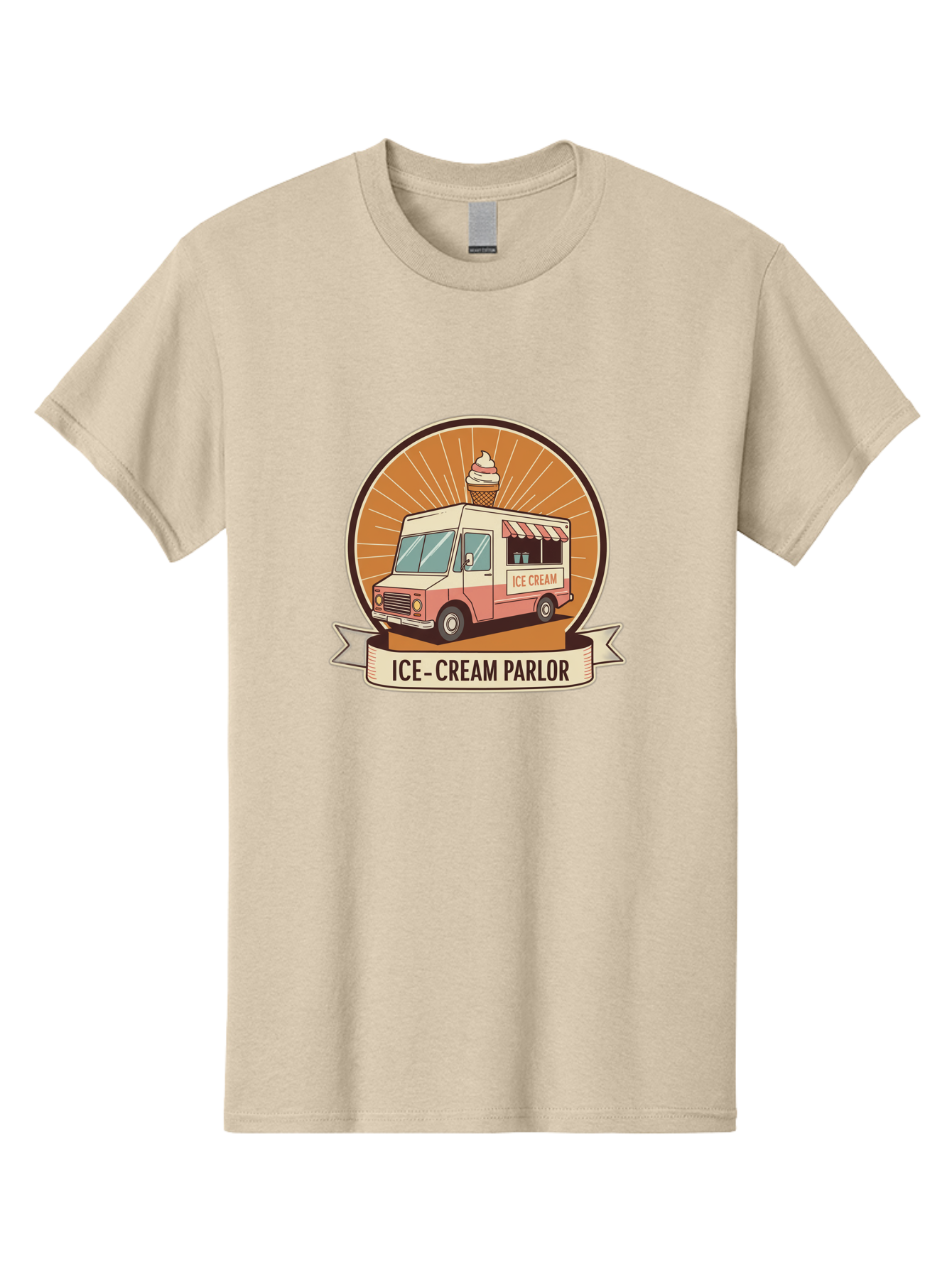Ice-Cream-Parlor Men'S Graphic Tee, 100% Cotton, Comfortable Casual Summer Wear, Machine Washable, Ice Cream Truck, Ice Cream Parlor, Vintage Truck, Sweet Treats, Retro Style, Ice Cream Cone, Dessert Delight, Summertime Fun, Nostalgic Charm Baa878 13
