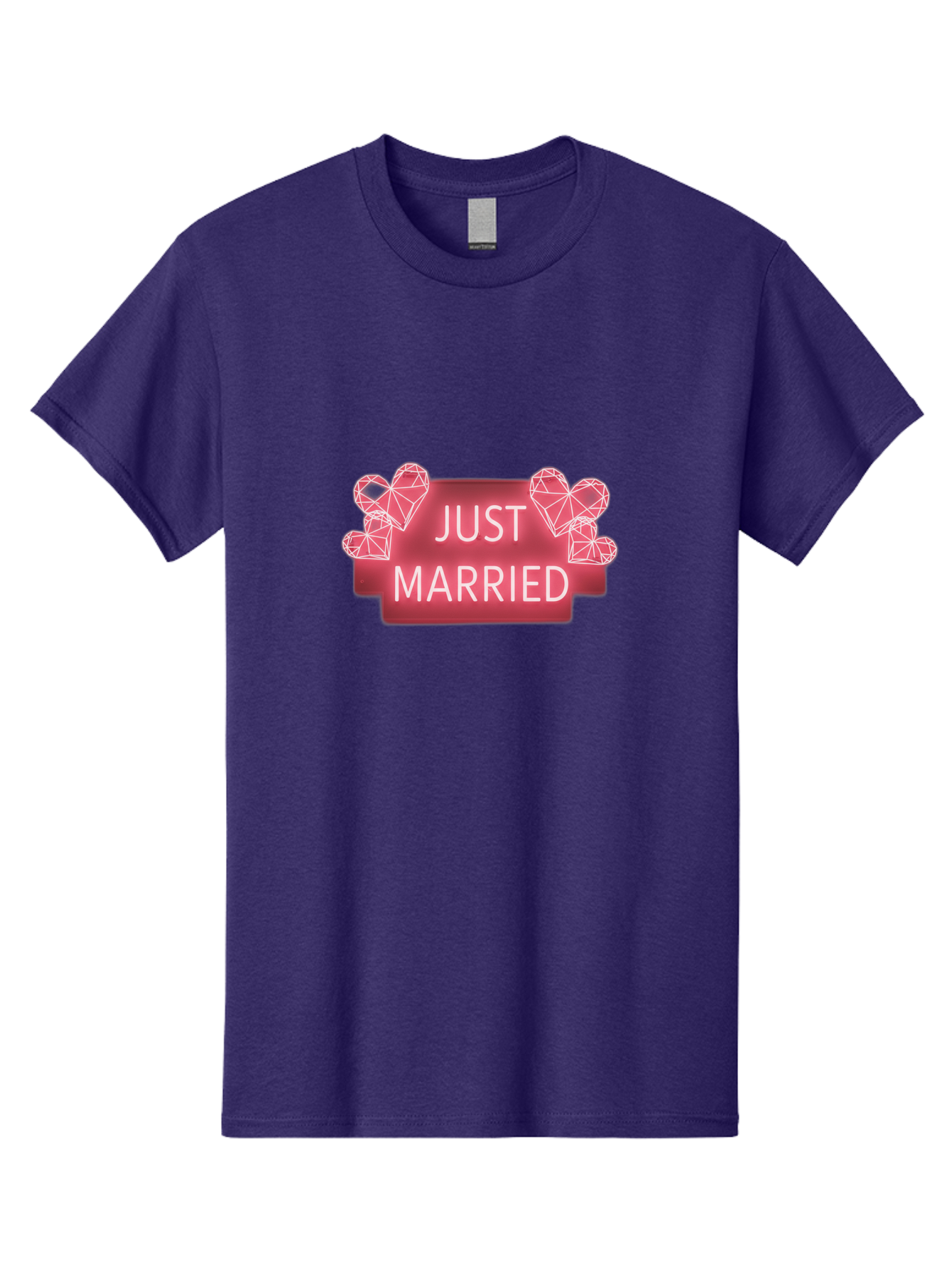 Just-Married-10 Men'S Graphic Tee, 100% Cotton, Comfortable Casual Summer Wear, Machine Washable, Just Married Sign, Wedding Decoration, Love Hearts, Neon Sign, Pink Hearts, Wedding Celebration, Geometric Hearts, Festive Decoration, Baa884 15