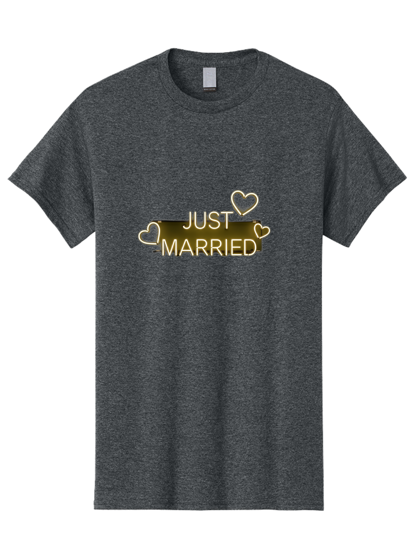 Just-Married-11 Men'S Graphic Tee, 100% Cotton, Comfortable Casual Summer Wear, Machine Washable, Just Married, Neon Sign, Heart Shaped Lights, Wedding Decor, Love Symbol, Romantic Ambiance, Glowing Hearts, Wedding Celebration, Marriage Bliss, Baa885 21
