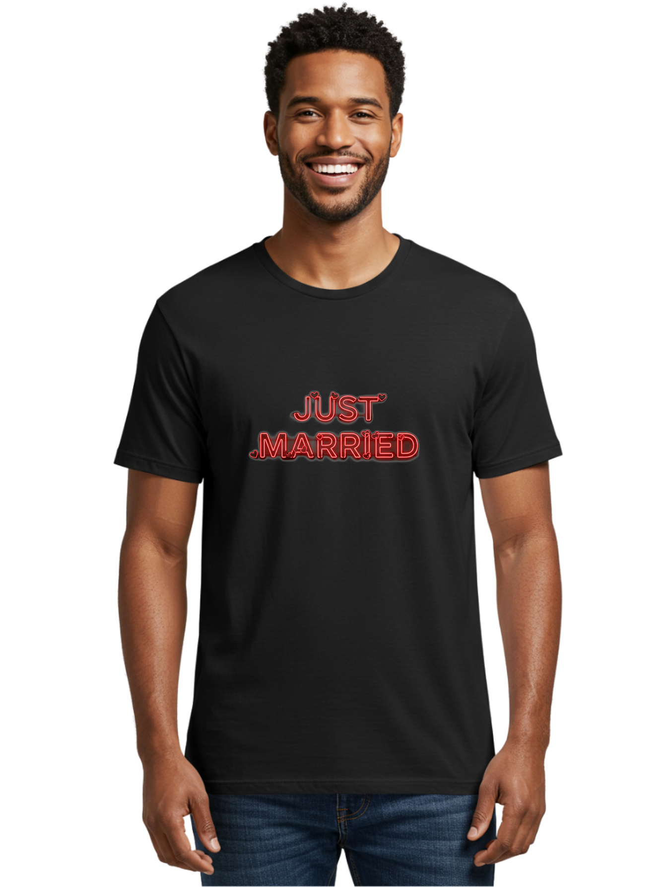 Just-Married-2 Men'S Graphic Tee, 100% Cotton, Comfortable Casual Summer Wear, Machine Washable, Wedding Decoration, Marriage Celebration, Newlyweds, Love Is In The Air, Red Neon Sign, Just Married Sign, Romance, Valentine'S Day Gift Baa886 20