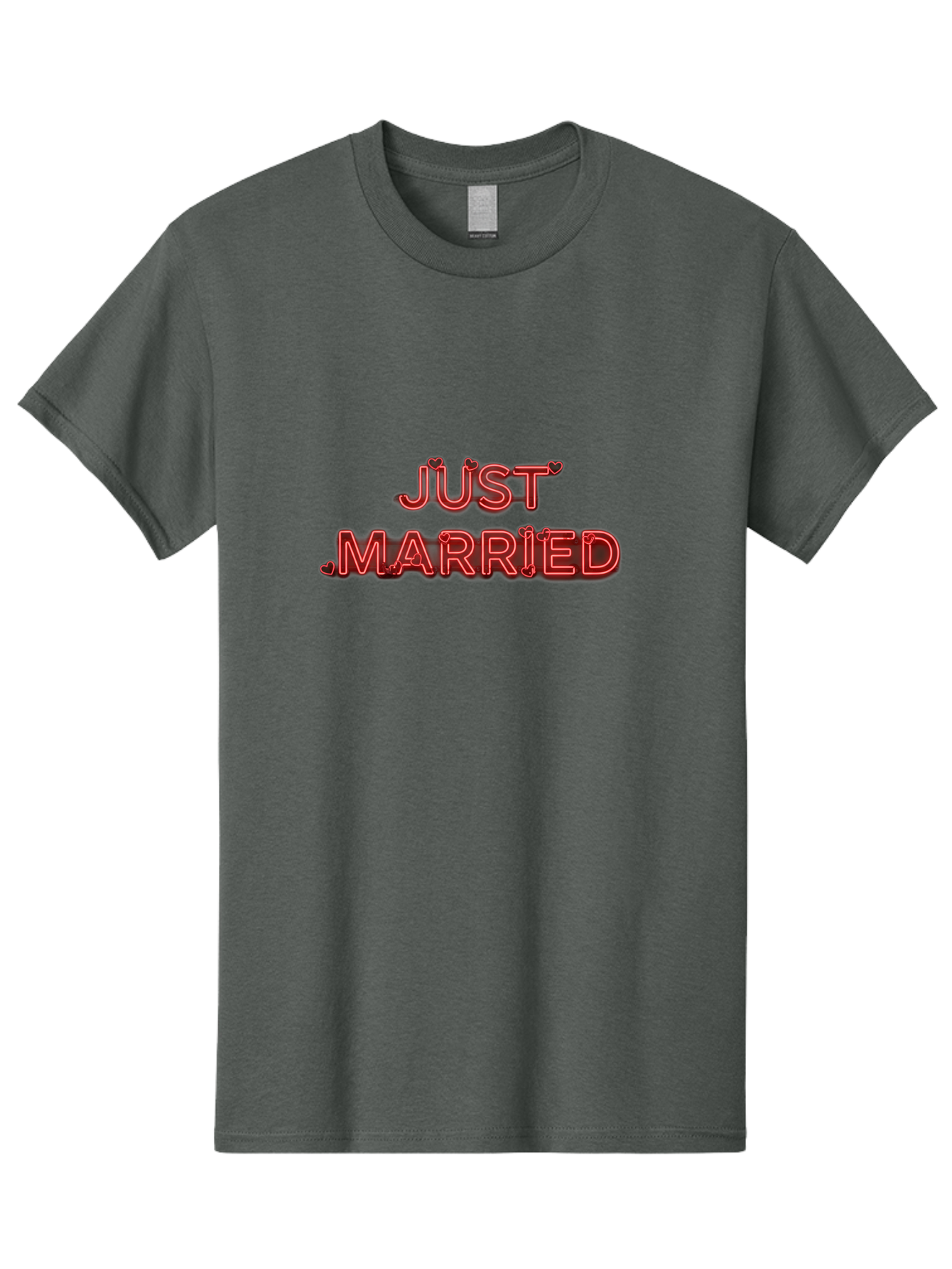 Just-Married-2 Men'S Graphic Tee, 100% Cotton, Comfortable Casual Summer Wear, Machine Washable, Wedding Decoration, Marriage Celebration, Newlyweds, Love Is In The Air, Red Neon Sign, Just Married Sign, Romance, Valentine'S Day Gift Baa886 9