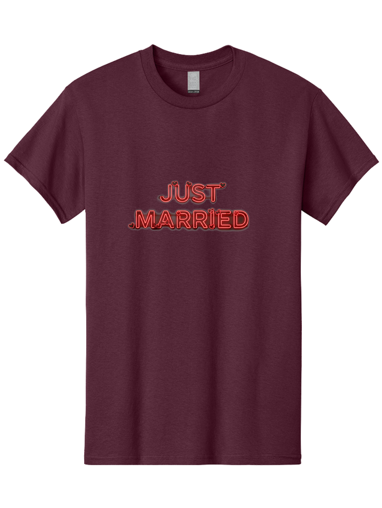 Just-Married-2 Men'S Graphic Tee, 100% Cotton, Comfortable Casual Summer Wear, Machine Washable, Wedding Decoration, Marriage Celebration, Newlyweds, Love Is In The Air, Red Neon Sign, Just Married Sign, Romance, Valentine'S Day Gift Baa886 7