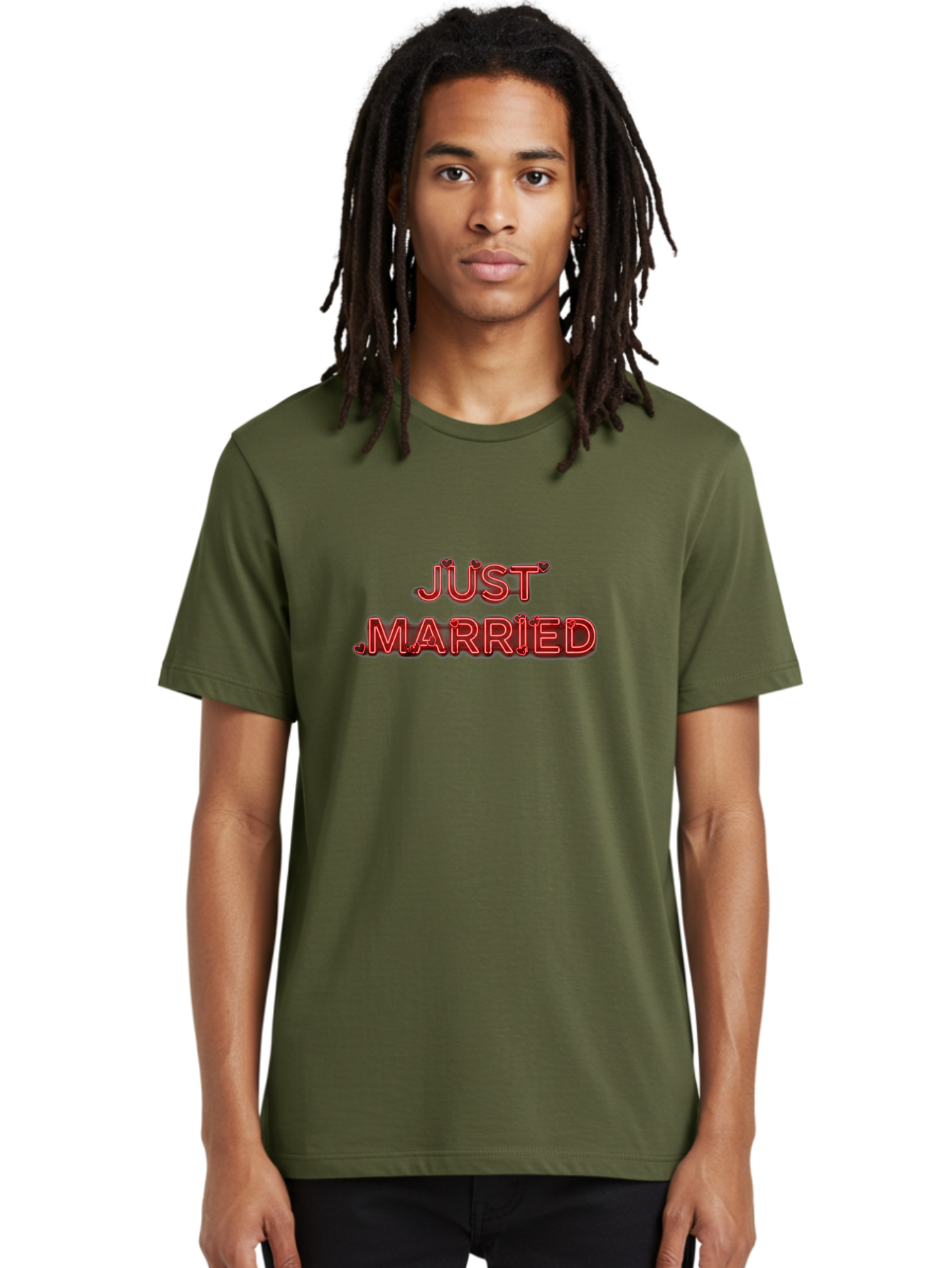 Just-Married-2 Men'S Graphic Tee, 100% Cotton, Comfortable Casual Summer Wear, Machine Washable, Wedding Decoration, Marriage Celebration, Newlyweds, Love Is In The Air, Red Neon Sign, Just Married Sign, Romance, Valentine'S Day Gift Baa886 22