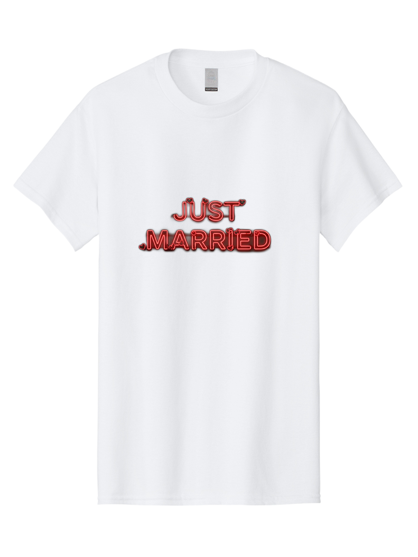Just-Married-2 Men'S Graphic Tee, 100% Cotton, Comfortable Casual Summer Wear, Machine Washable, Wedding Decoration, Marriage Celebration, Newlyweds, Love Is In The Air, Red Neon Sign, Just Married Sign, Romance, Valentine'S Day Gift Baa886 5