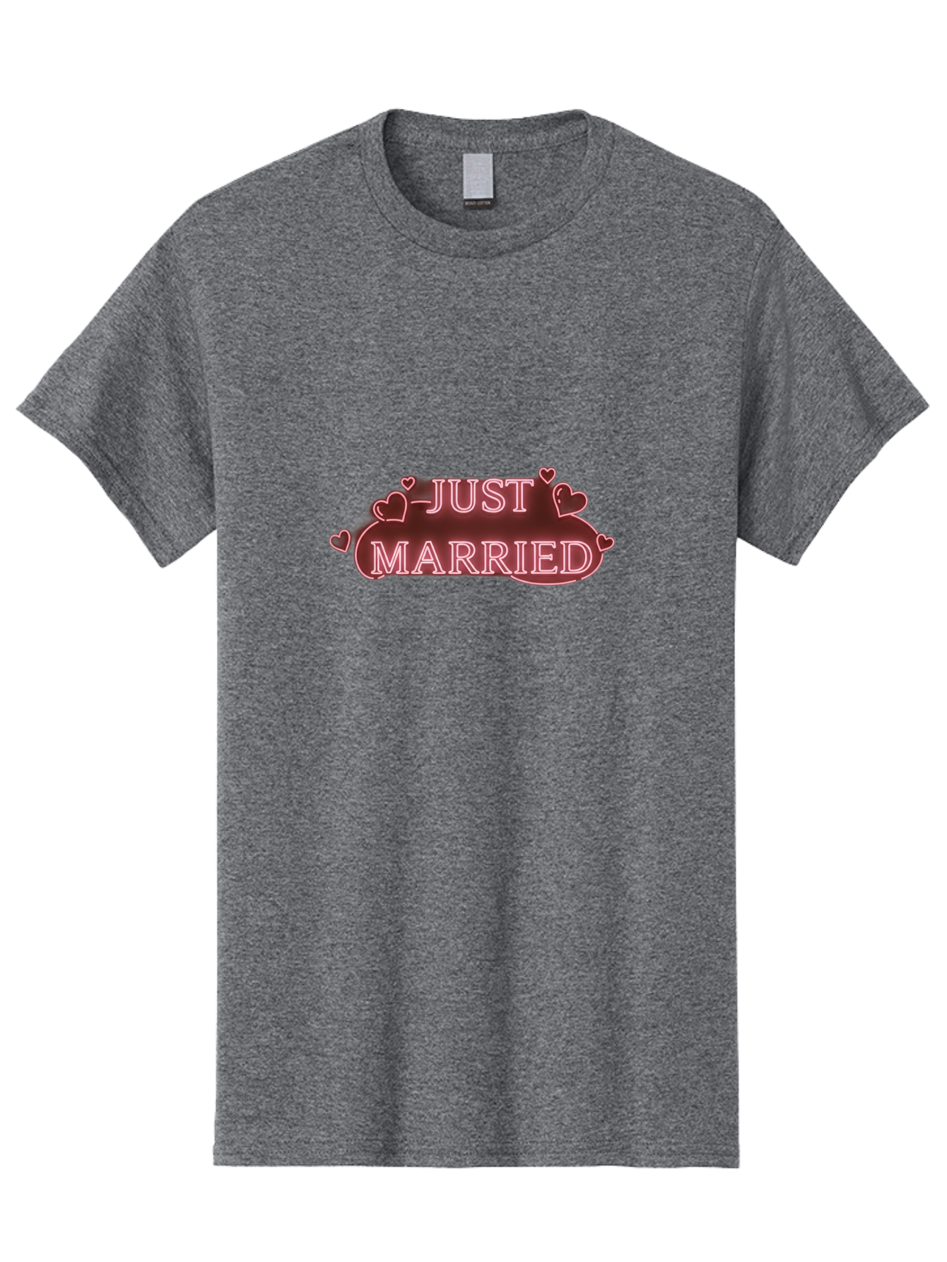 Just-Married-3 Men'S Graphic Tee, 100% Cotton, Comfortable Casual Summer Wear, Machine Washable, Just Married Sign, Wedding Decor, Love Hearts, Pink Neon Lights, Marriage Celebration, Wedding Decoration Ideas, Happy Couple, Baa887 29