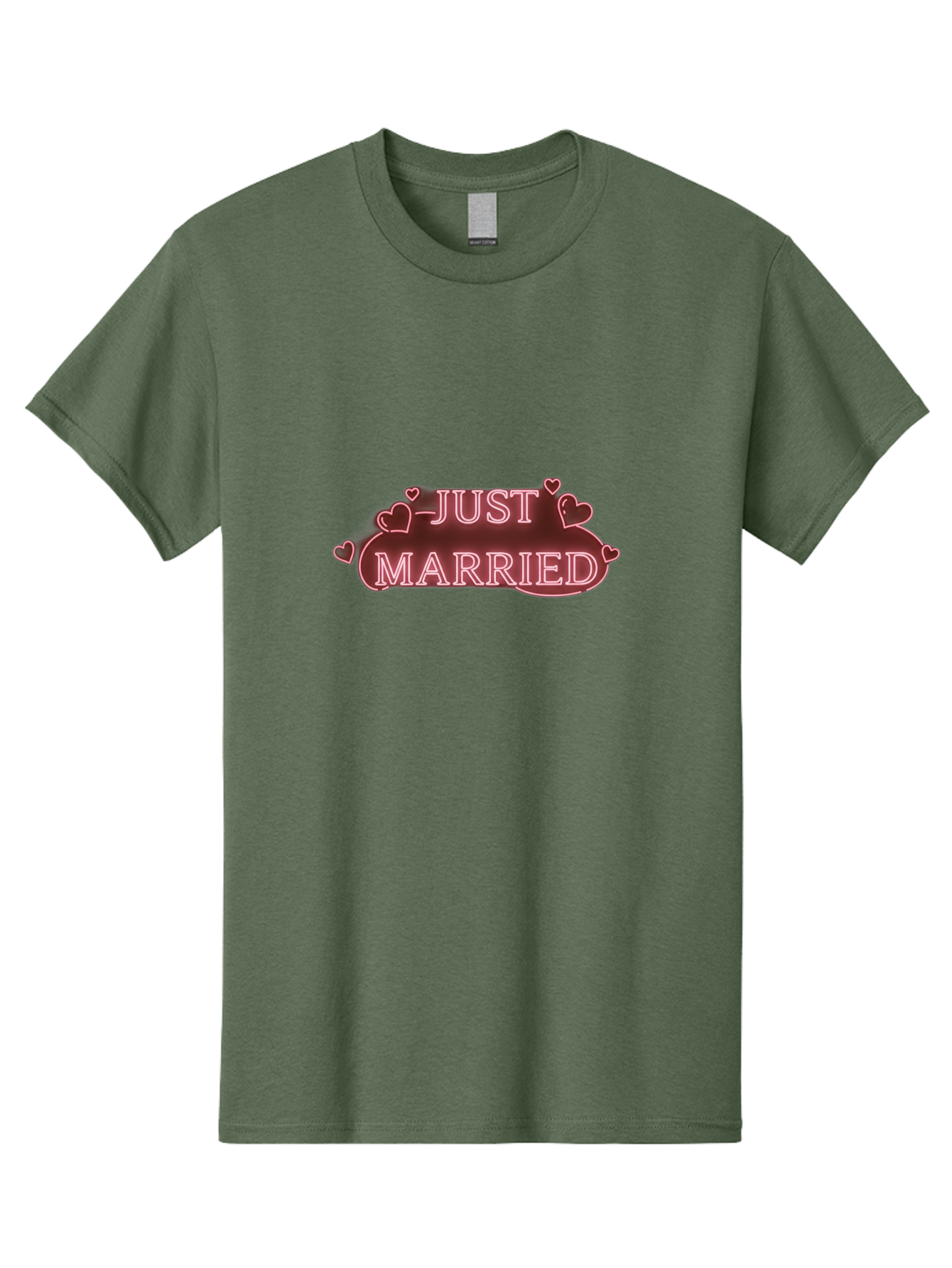 Just-Married-3 Men'S Graphic Tee, 100% Cotton, Comfortable Casual Summer Wear, Machine Washable, Just Married Sign, Wedding Decor, Love Hearts, Pink Neon Lights, Marriage Celebration, Wedding Decoration Ideas, Happy Couple, Baa887 27