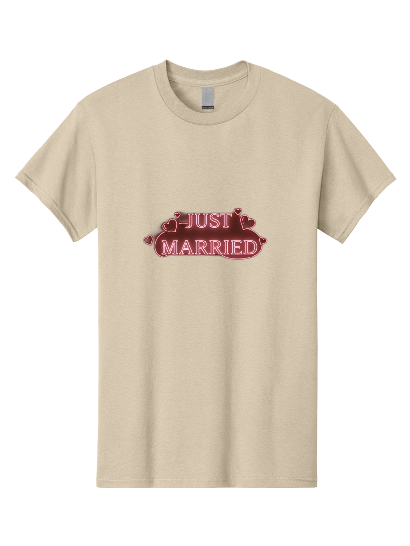 Just-Married-3 Men'S Graphic Tee, 100% Cotton, Comfortable Casual Summer Wear, Machine Washable, Just Married Sign, Wedding Decor, Love Hearts, Pink Neon Lights, Marriage Celebration, Wedding Decoration Ideas, Happy Couple, Baa887 9