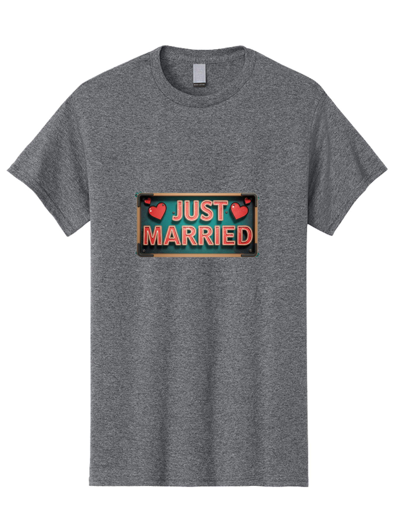 Just-Married-4 Men'S Graphic Tee, 100% Cotton, Comfortable Casual Summer Wear, Machine Washable, Just Married Sign, Red Hearts, Romantic Symbols, Love Decoration, Wedding Celebration, Newlyweds, Love Hearts Baa888 11