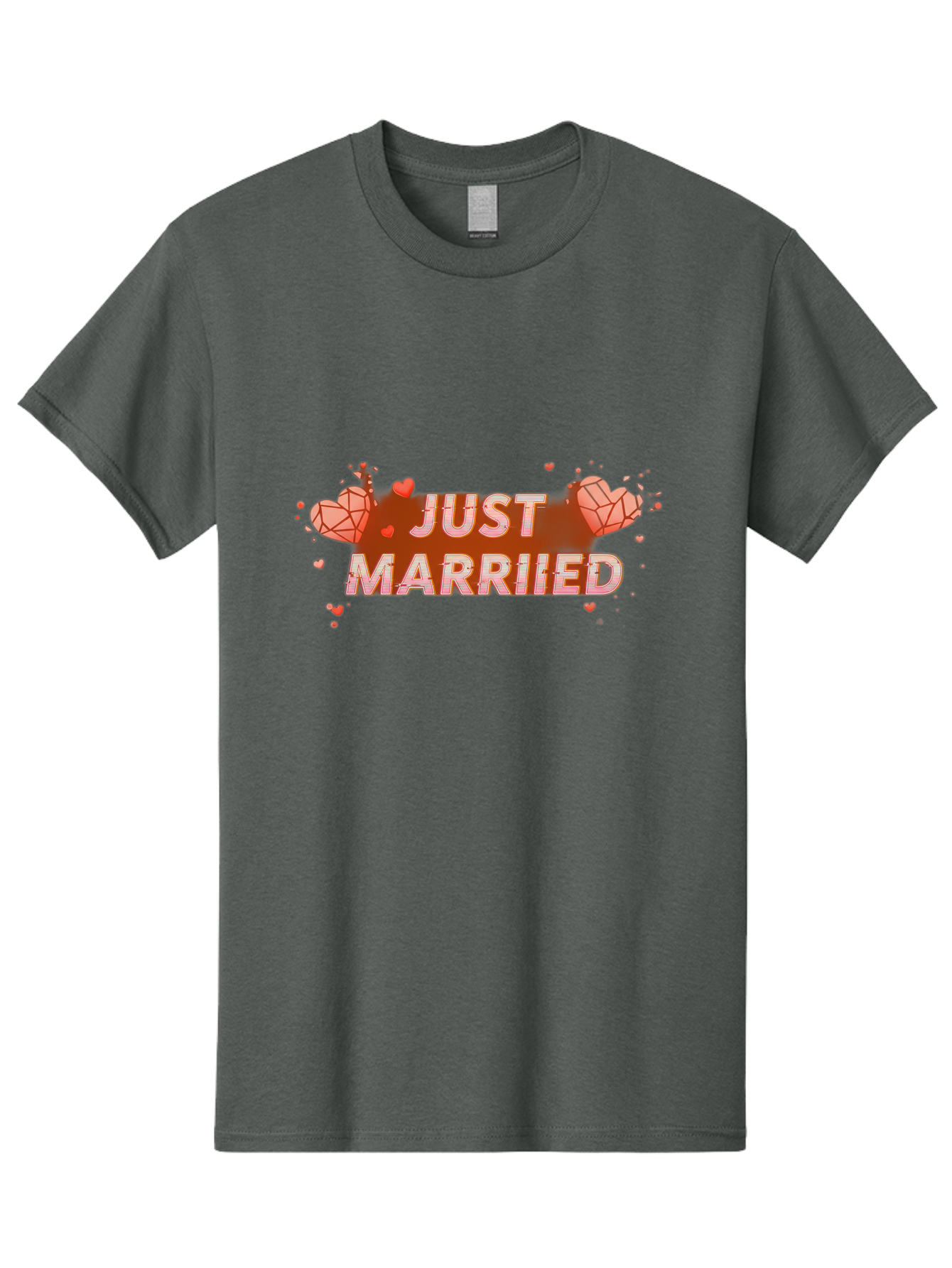Just-Married-5 Men'S Graphic Tee, 100% Cotton, Comfortable Casual Summer Wear, Machine Washable, Just Married Text, White And Red Hearts, Newlywed Couple, Love Celebration, Wedding Bliss, Heart Decorations, Red Splatter, Love Symbols, Baa889 23