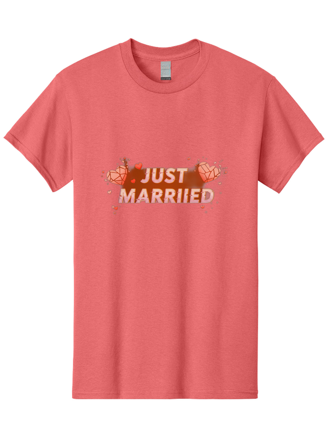 Just-Married-5 Men'S Graphic Tee, 100% Cotton, Comfortable Casual Summer Wear, Machine Washable, Just Married Text, White And Red Hearts, Newlywed Couple, Love Celebration, Wedding Bliss, Heart Decorations, Red Splatter, Love Symbols, Baa889 29