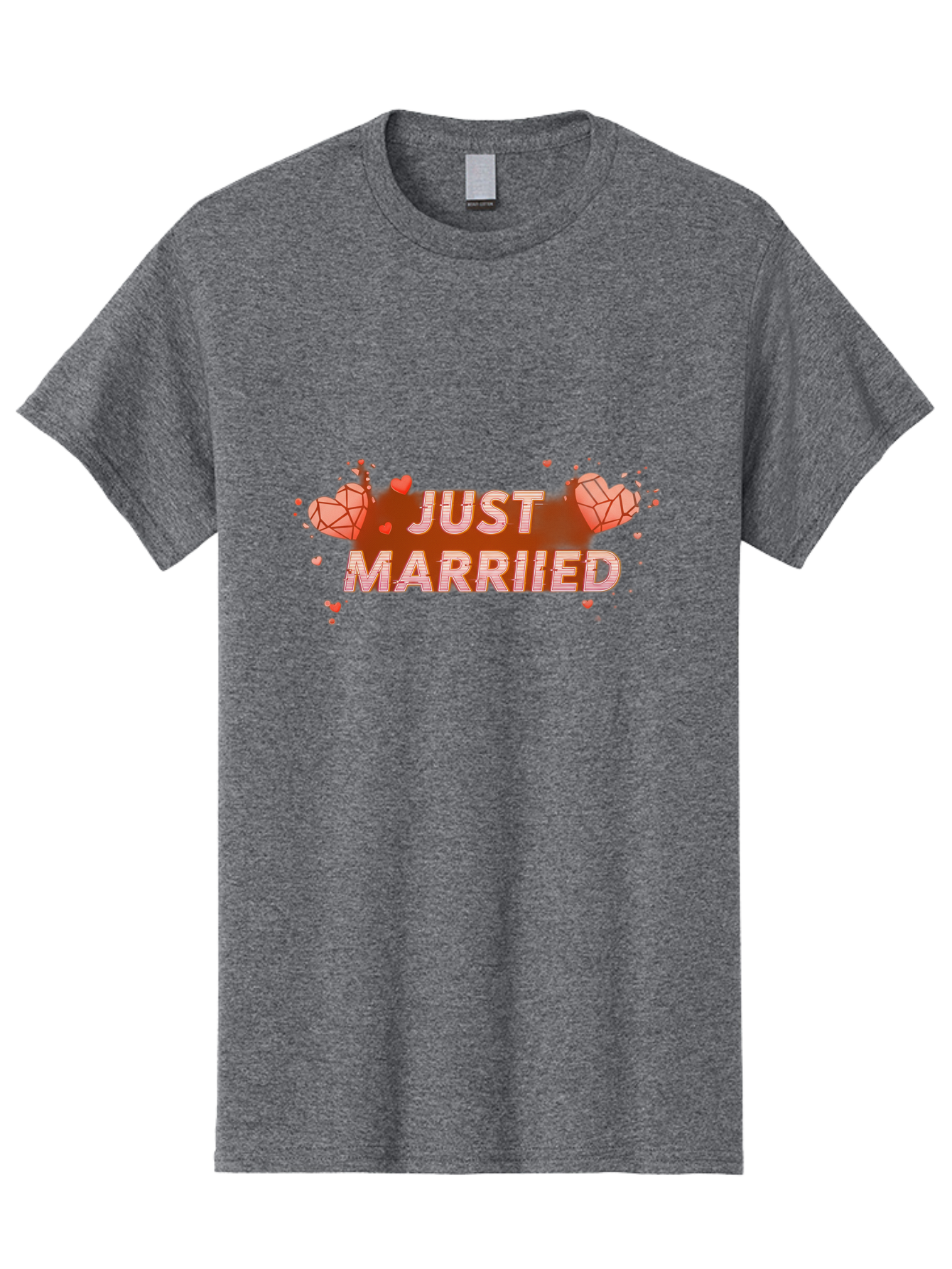 Just-Married-5 Men'S Graphic Tee, 100% Cotton, Comfortable Casual Summer Wear, Machine Washable, Just Married Text, White And Red Hearts, Newlywed Couple, Love Celebration, Wedding Bliss, Heart Decorations, Red Splatter, Love Symbols, Baa889 27