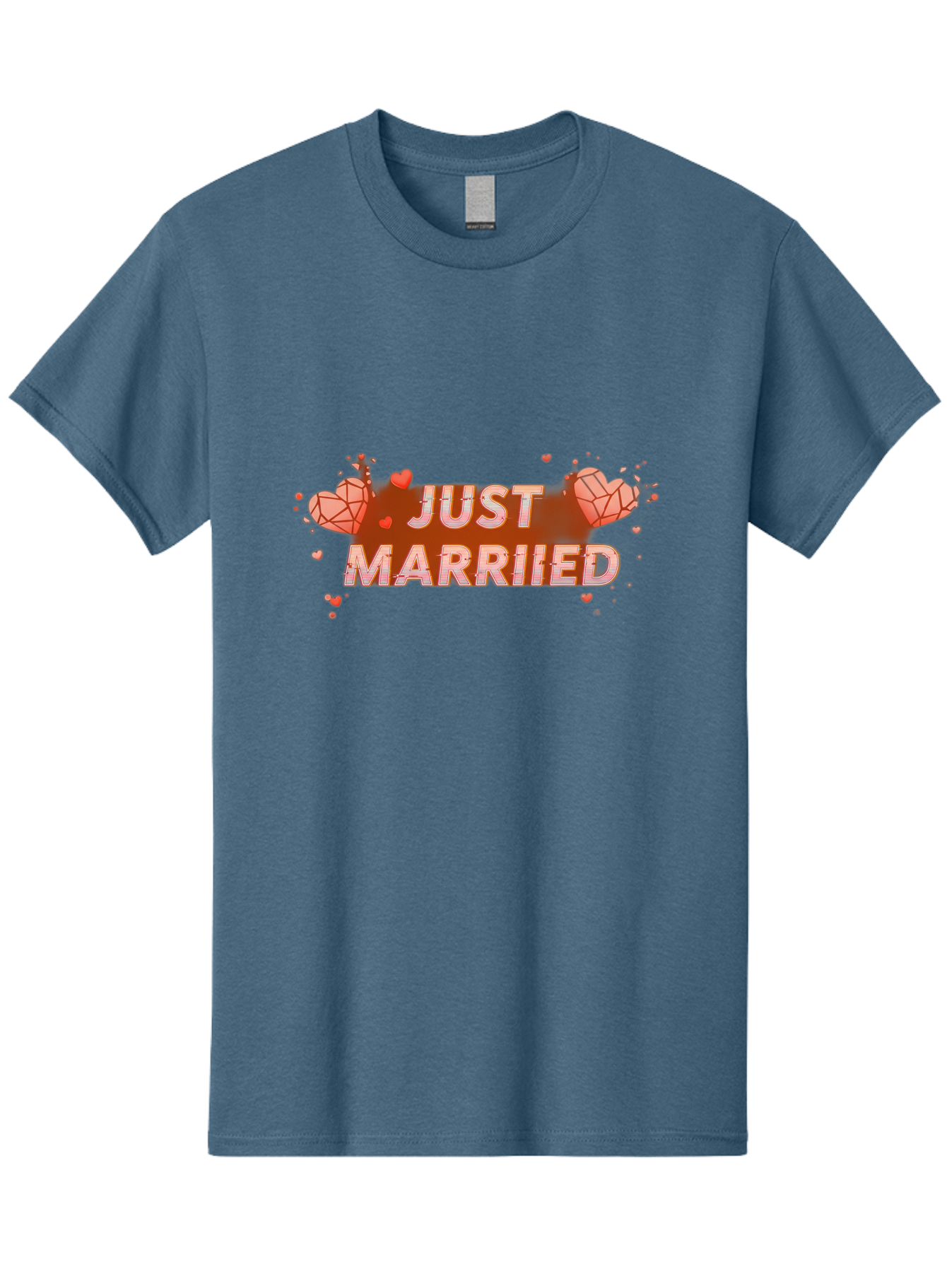 Just-Married-5 Men'S Graphic Tee, 100% Cotton, Comfortable Casual Summer Wear, Machine Washable, Just Married Text, White And Red Hearts, Newlywed Couple, Love Celebration, Wedding Bliss, Heart Decorations, Red Splatter, Love Symbols, Baa889 5