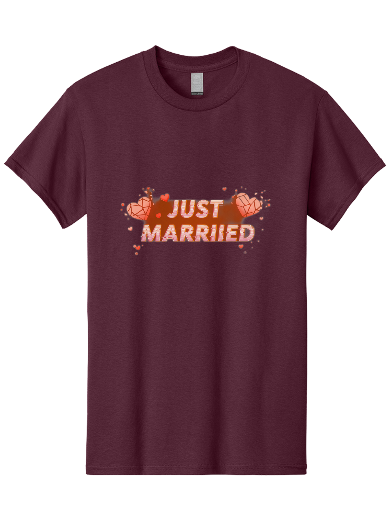 Just-Married-5 Men'S Graphic Tee, 100% Cotton, Comfortable Casual Summer Wear, Machine Washable, Just Married Text, White And Red Hearts, Newlywed Couple, Love Celebration, Wedding Bliss, Heart Decorations, Red Splatter, Love Symbols, Baa889 7