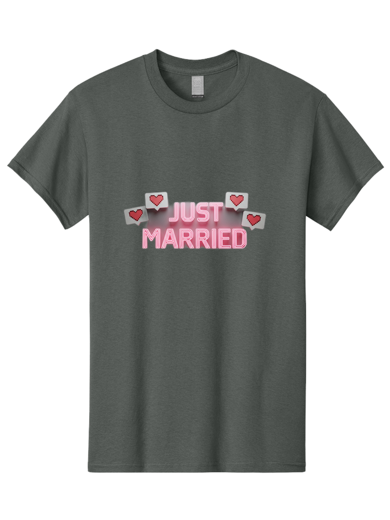 Just-Married-7 Men'S Graphic Tee, 100% Cotton, Comfortable Casual Summer Wear, Machine Washable, Just Married, Love Is In The Air, Heart-Shaped Notifications, Red Hearts, Wedding Celebration, Newlyweds, Marriage Bliss, Love Icons Baa891 15