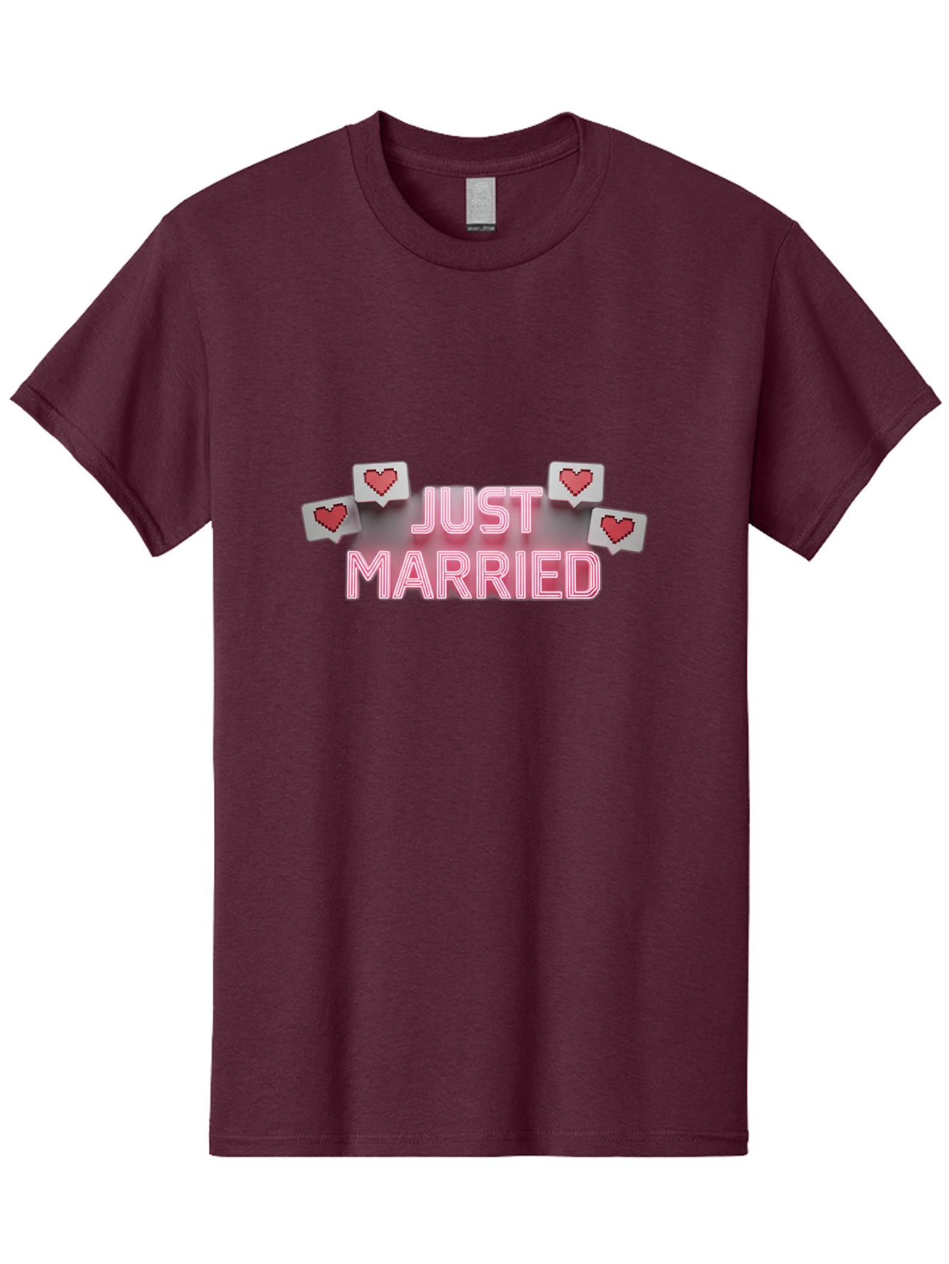 Just-Married-7 Men'S Graphic Tee, 100% Cotton, Comfortable Casual Summer Wear, Machine Washable, Just Married, Love Is In The Air, Heart-Shaped Notifications, Red Hearts, Wedding Celebration, Newlyweds, Marriage Bliss, Love Icons Baa891 29