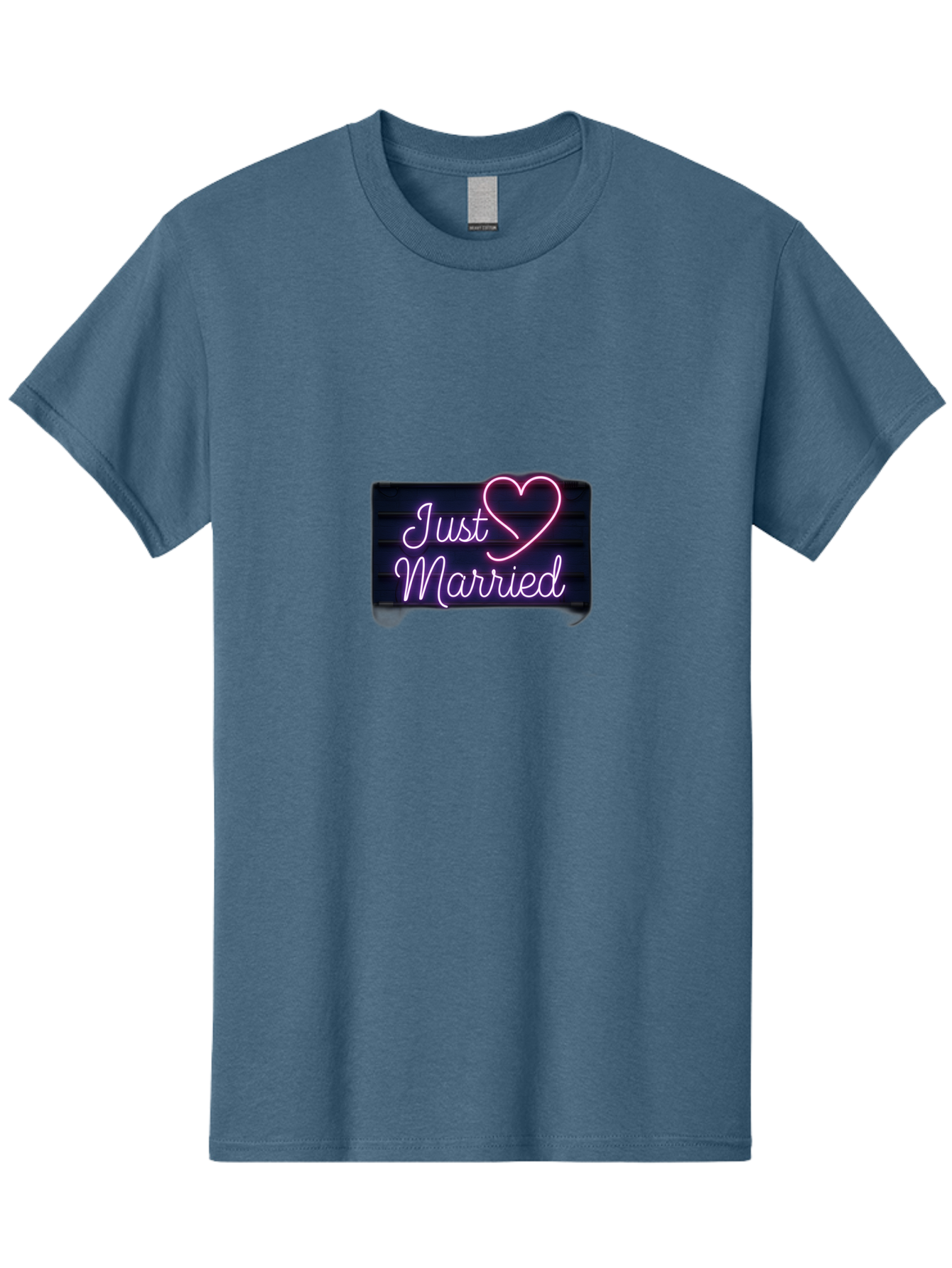 Just-Married-8 Men'S Graphic Tee, 100% Cotton, Comfortable Casual Summer Wear, Machine Washable, Neon Sign, Just Married, Wedding Decor, Love Heart, Pink Neon, Marriage Celebration, Wedding Signage, Romantic Decor, Party Decoration, Baa892 1