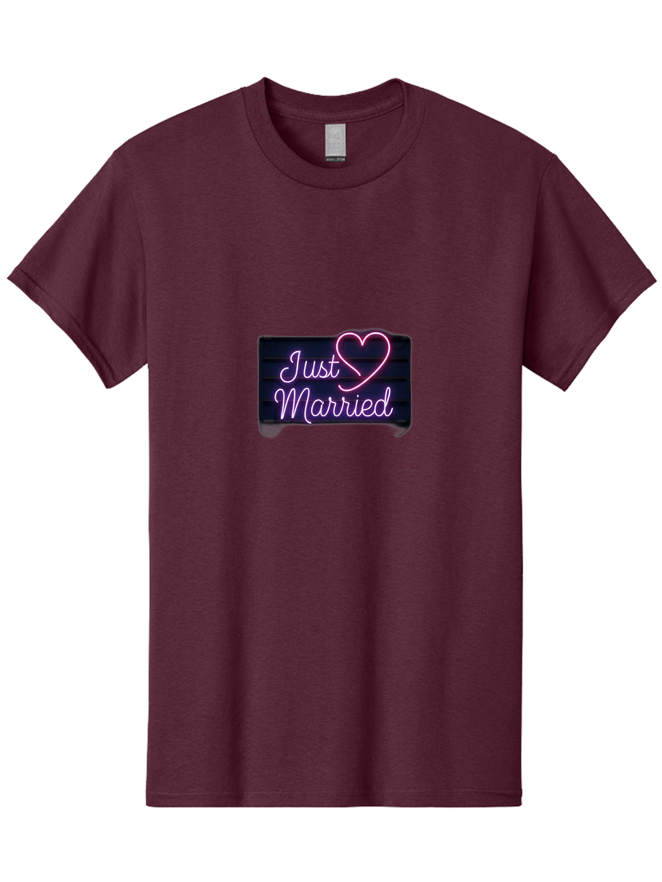 Just-Married-8 Men'S Graphic Tee, 100% Cotton, Comfortable Casual Summer Wear, Machine Washable, Neon Sign, Just Married, Wedding Decor, Love Heart, Pink Neon, Marriage Celebration, Wedding Signage, Romantic Decor, Party Decoration, Baa892 23