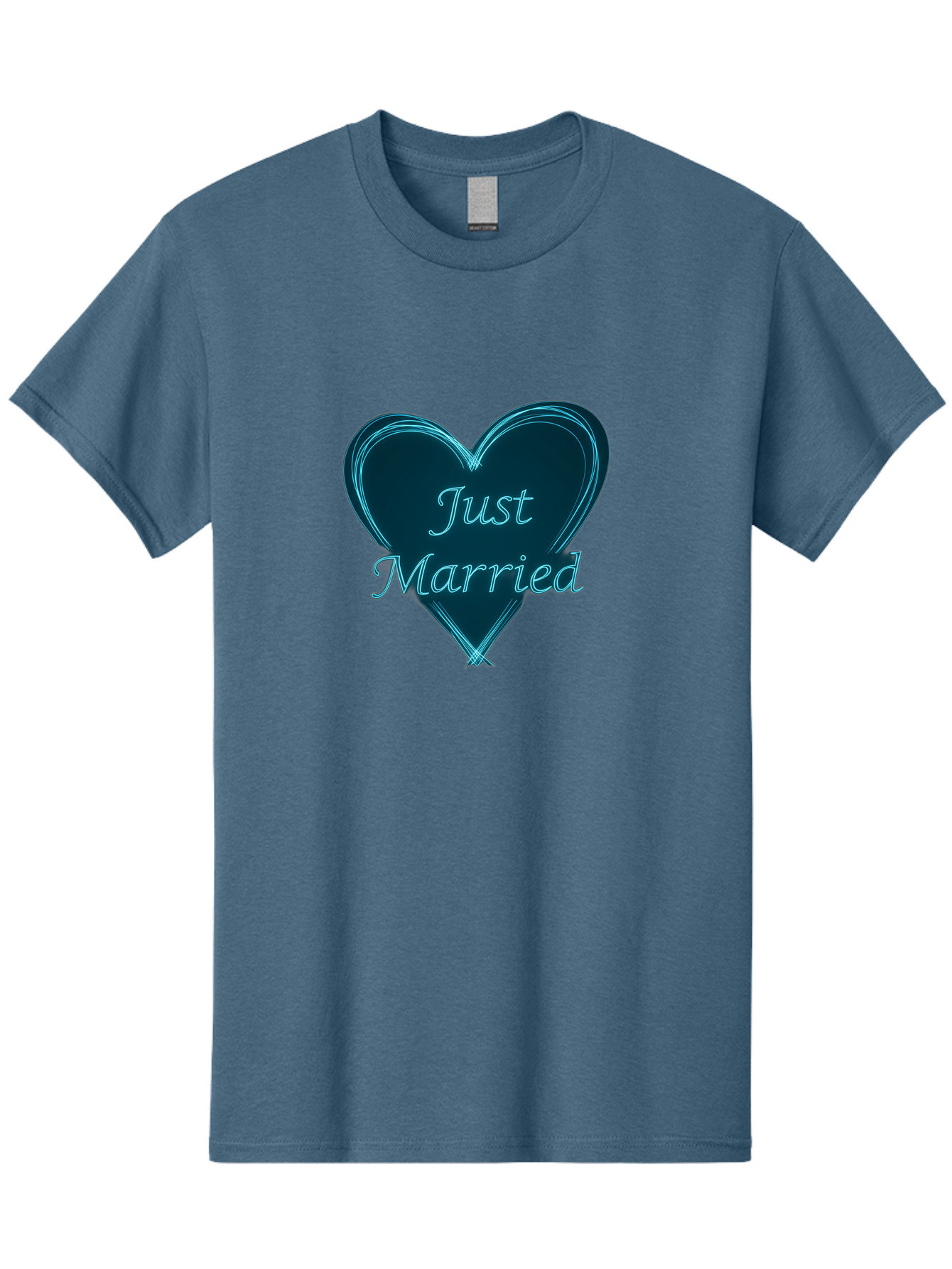 Just-Married-9 Men'S Graphic Tee, 100% Cotton, Comfortable Casual Summer Wear, Machine Washable, Wedding Heart, Love Symbol, Just Married Sign, Blue Heart Graphic, Cursive Text, Newlyweds, Marriage Celebration, Heart Shape Baa893 23