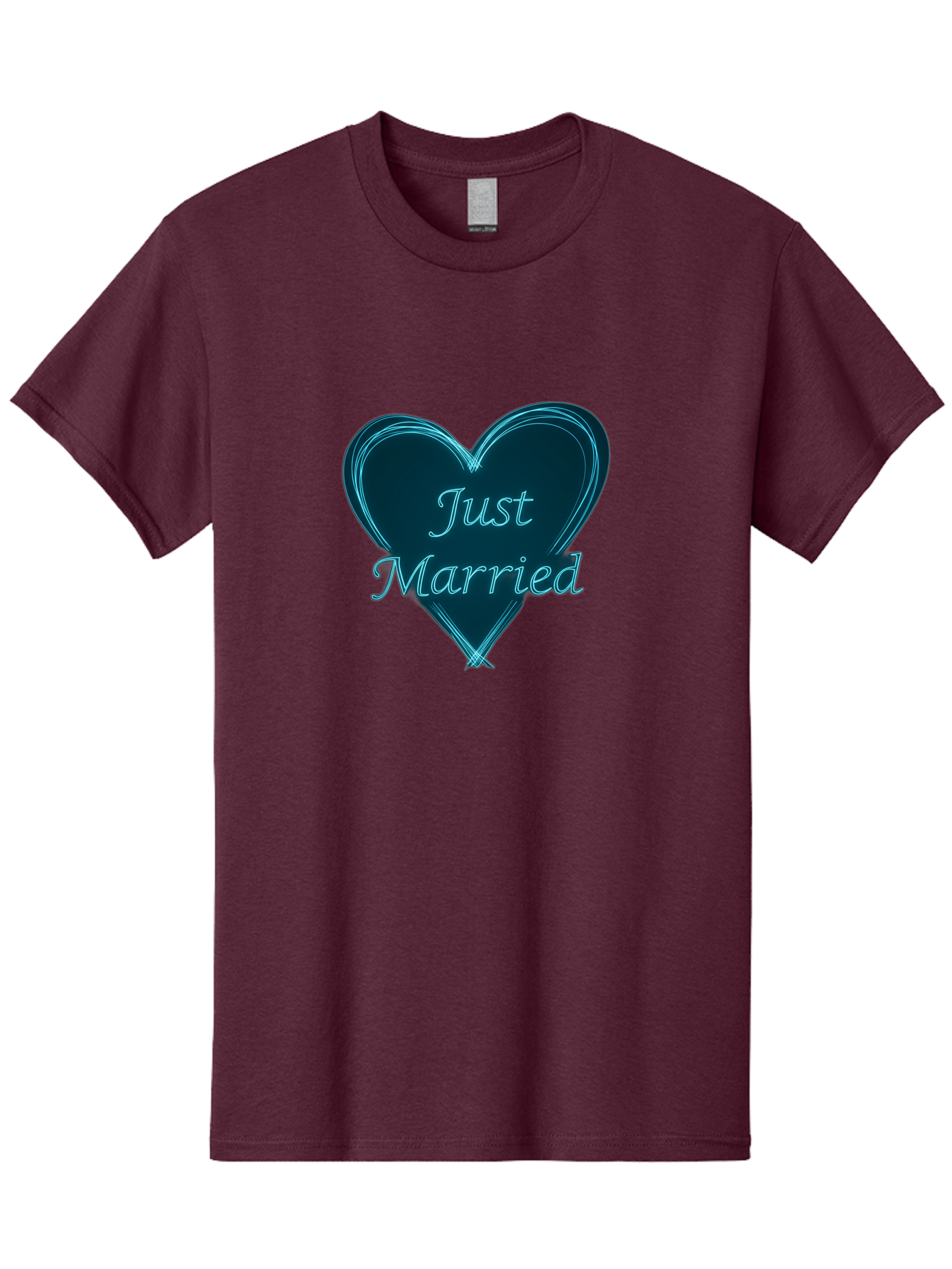Just-Married-9 Men'S Graphic Tee, 100% Cotton, Comfortable Casual Summer Wear, Machine Washable, Wedding Heart, Love Symbol, Just Married Sign, Blue Heart Graphic, Cursive Text, Newlyweds, Marriage Celebration, Heart Shape Baa893 5