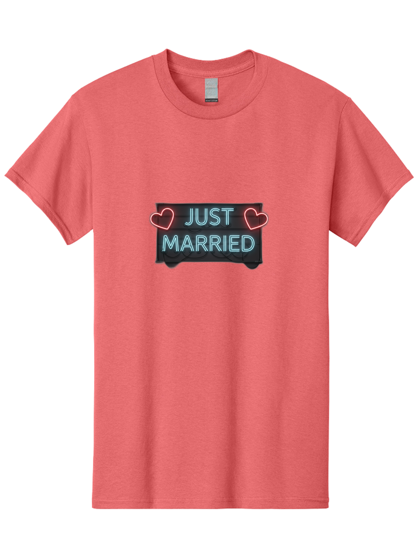 Just-Married-Neon-Sign Men'S Graphic Tee, 100% Cotton, Comfortable Casual Summer Wear, Machine Washable, Just Married Sign, Neon Lights, Love Hearts, Wedding Decoration, Romantic Ambiance, Newlyweds, Love Symbol, Glowing Hearts, Baa894 15