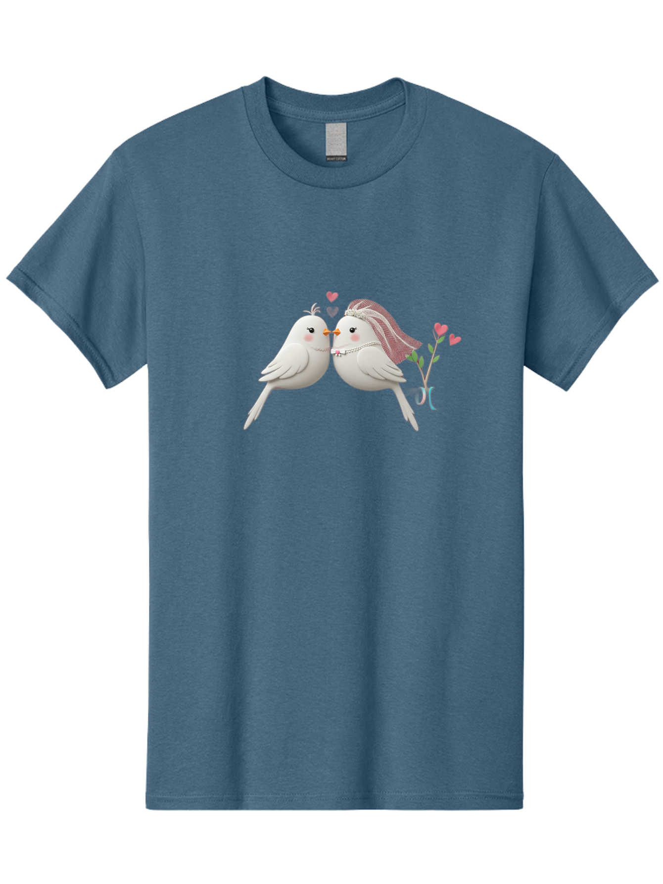 Kissing-Birds Men'S Graphic Tee, 100% Cotton, Comfortable Casual Summer Wear, Machine Washable, Wedding Birds, Couple Love Birds, Kissing Birds, Cartoon Birds, Digital Art, Cute Birds, Romance, Love, Hearts, Flowers, Wedding Theme Baa901 21
