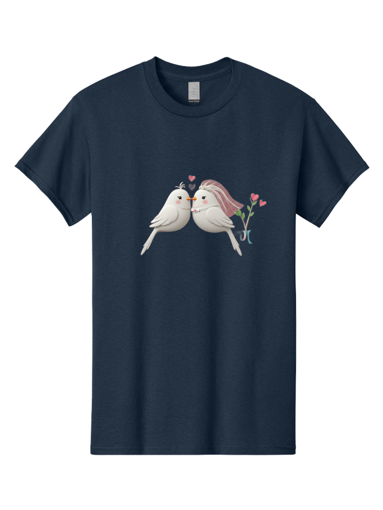 Kissing-Birds Men'S Graphic Tee, 100% Cotton, Comfortable Casual Summer Wear, Machine Washable, Wedding Birds, Couple Love Birds, Kissing Birds, Cartoon Birds, Digital Art, Cute Birds, Romance, Love, Hearts, Flowers, Wedding Theme Baa901 29