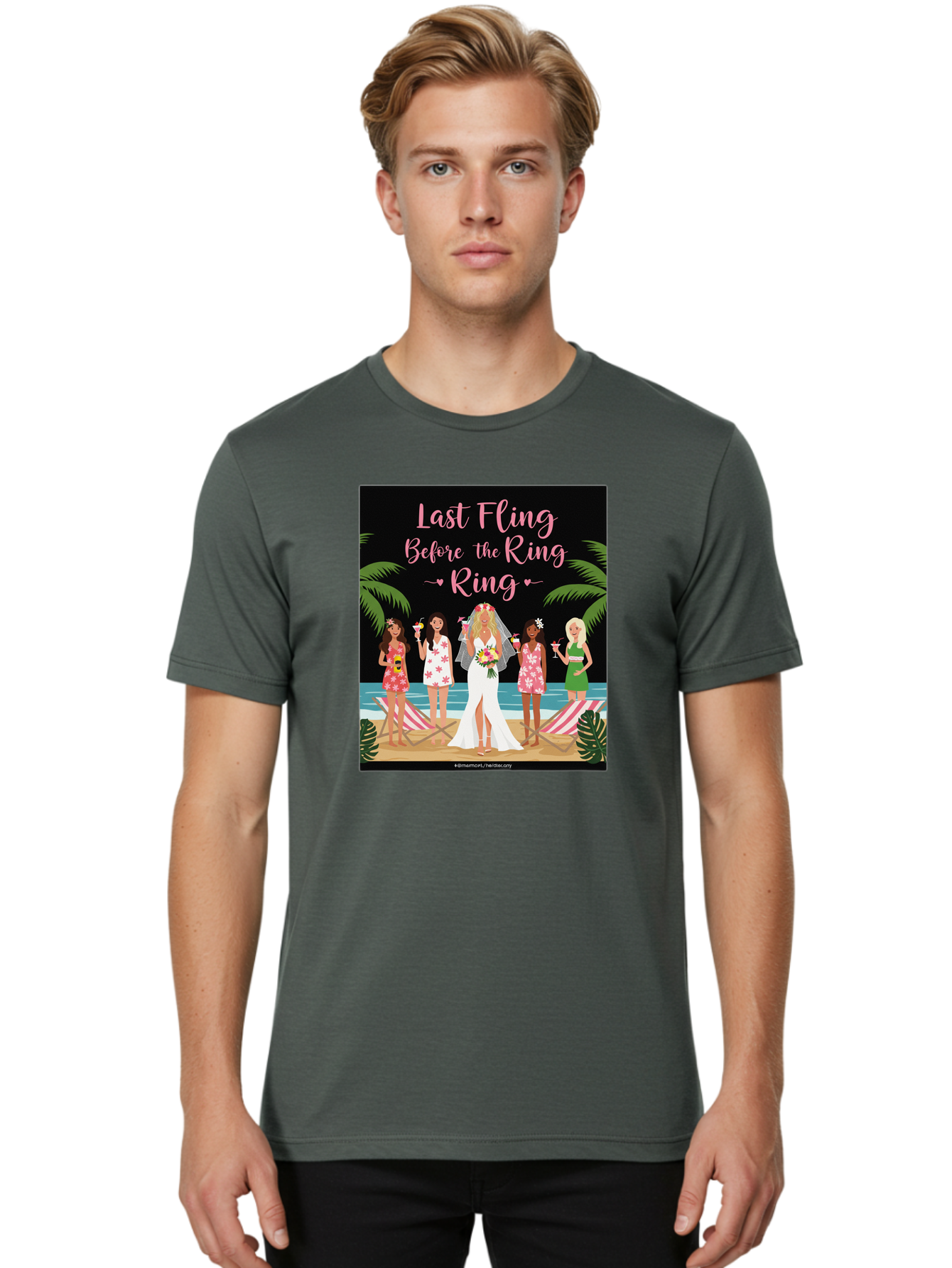 Last-Fling-Before-The-Ring Men'S Graphic Tee, 100% Cotton, Comfortable Casual Summer Wear, Machine Washable, Bride To Be, Bachelorette Party, Beach Vacation, Girls Trip, Tropical Getaway, Celebration, Hen Party, Wedding, Baa912 20