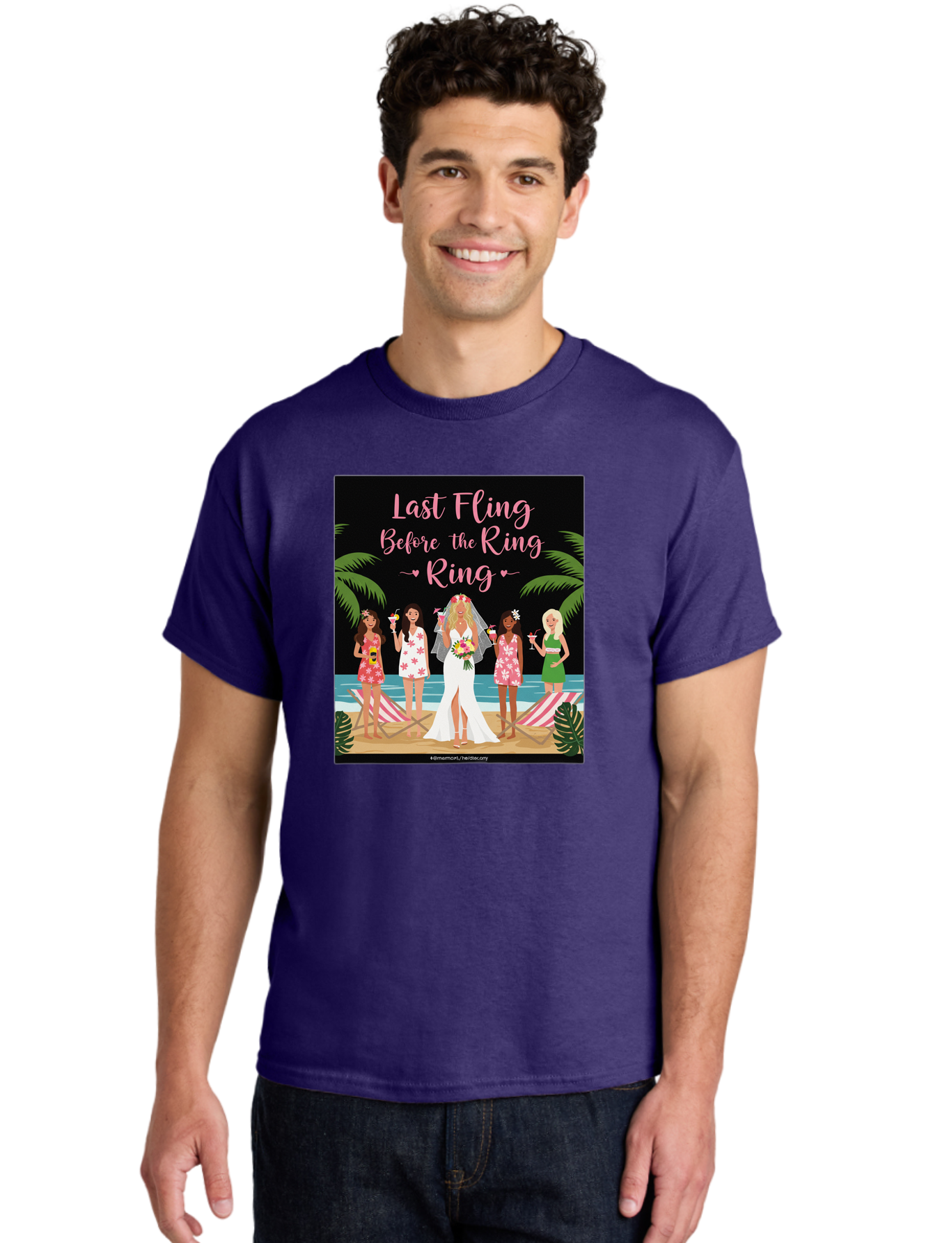 Last-Fling-Before-The-Ring Men'S Graphic Tee, 100% Cotton, Comfortable Casual Summer Wear, Machine Washable, Bride To Be, Bachelorette Party, Beach Vacation, Girls Trip, Tropical Getaway, Celebration, Hen Party, Wedding, Baa912 2