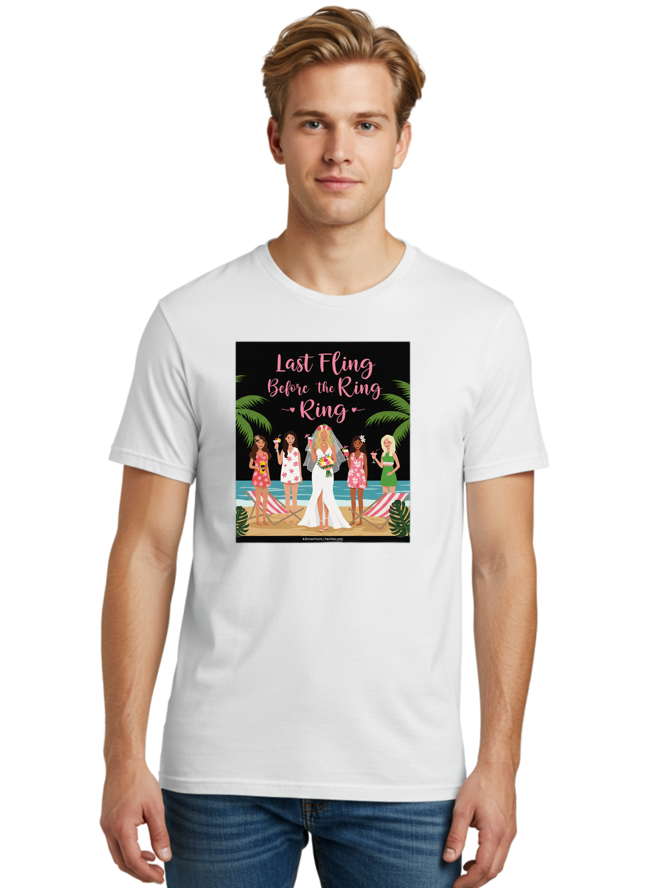 Last-Fling-Before-The-Ring Men'S Graphic Tee, 100% Cotton, Comfortable Casual Summer Wear, Machine Washable, Bride To Be, Bachelorette Party, Beach Vacation, Girls Trip, Tropical Getaway, Celebration, Hen Party, Wedding, Baa912 8