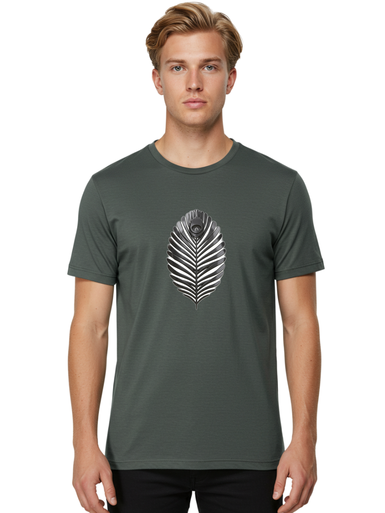 Leaf-Logo Men'S Graphic Tee, 100% Cotton, Comfortable Casual Summer Wear, Machine Washable, Leaf With Wings, Mythical Creature, Fantasy Art, Abstract Design, Nature-Inspired, Surrealism, Organic Shapes, Symbolic Representation Baa918 12
