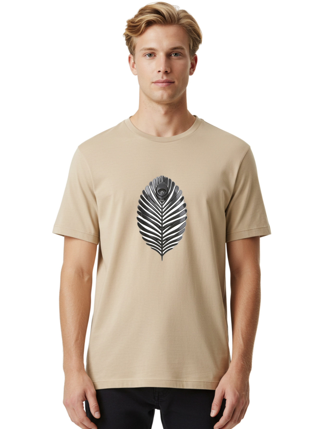 Leaf-Logo Men'S Graphic Tee, 100% Cotton, Comfortable Casual Summer Wear, Machine Washable, Leaf With Wings, Mythical Creature, Fantasy Art, Abstract Design, Nature-Inspired, Surrealism, Organic Shapes, Symbolic Representation Baa918 24