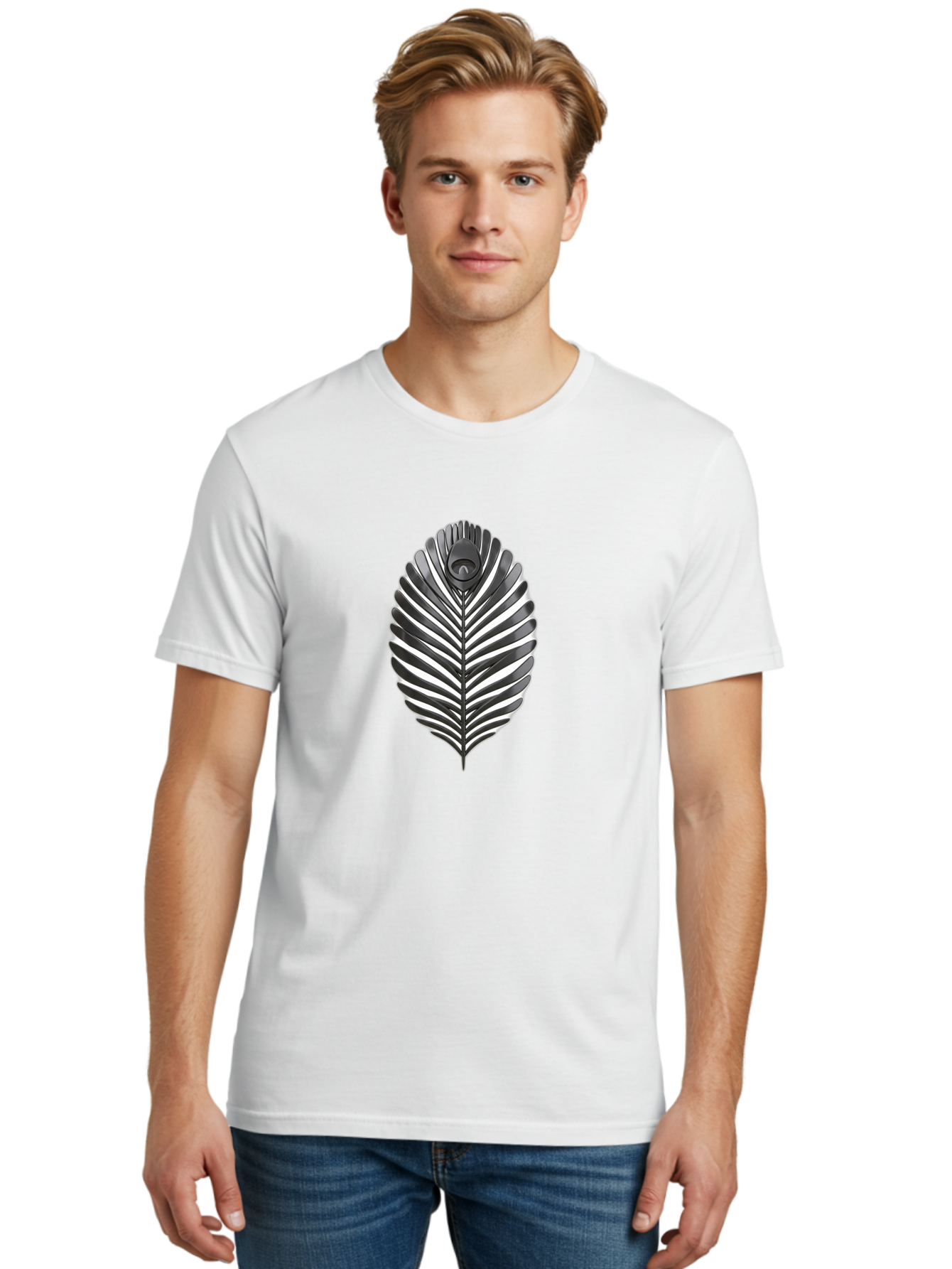 Leaf-Logo Men'S Graphic Tee, 100% Cotton, Comfortable Casual Summer Wear, Machine Washable, Leaf With Wings, Mythical Creature, Fantasy Art, Abstract Design, Nature-Inspired, Surrealism, Organic Shapes, Symbolic Representation Baa918 14