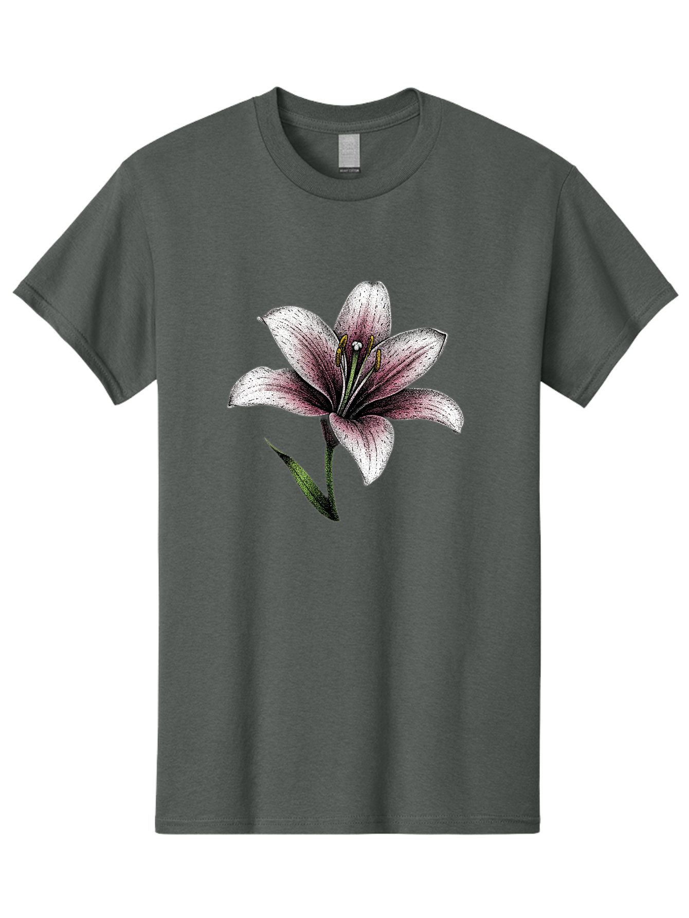 Lily-1 Men'S Graphic Tee, 100% Cotton, Comfortable Casual Summer Wear, Machine Washable, Lily Flower, Elegant Bloom, White And Purple Petals, Botanical Illustration, Delicate Stamens, Floral Beauty, Vintage Art, Flower Drawing Baa921 15